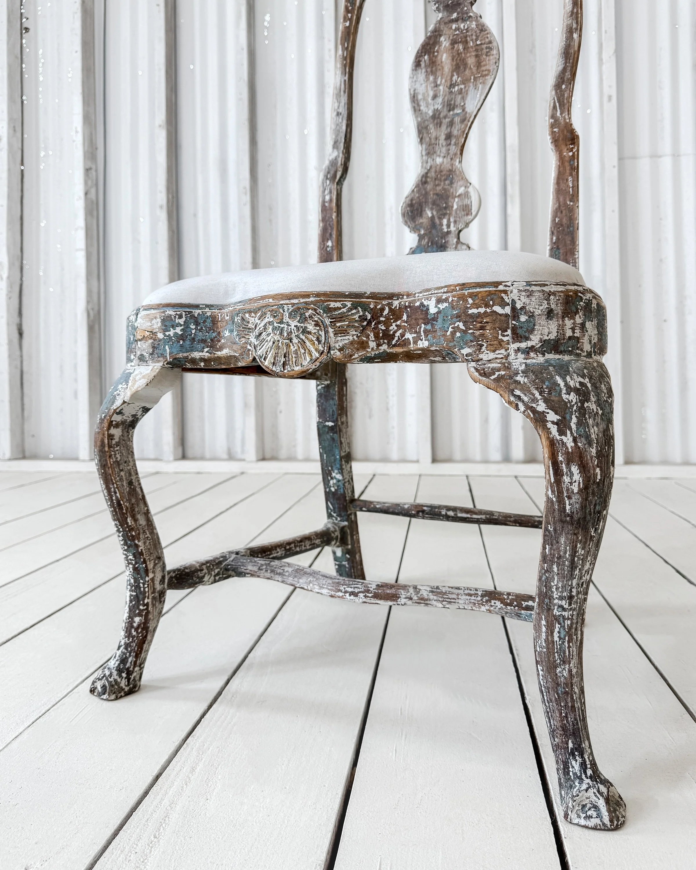 Antique Swedish Baroque Painted Chair