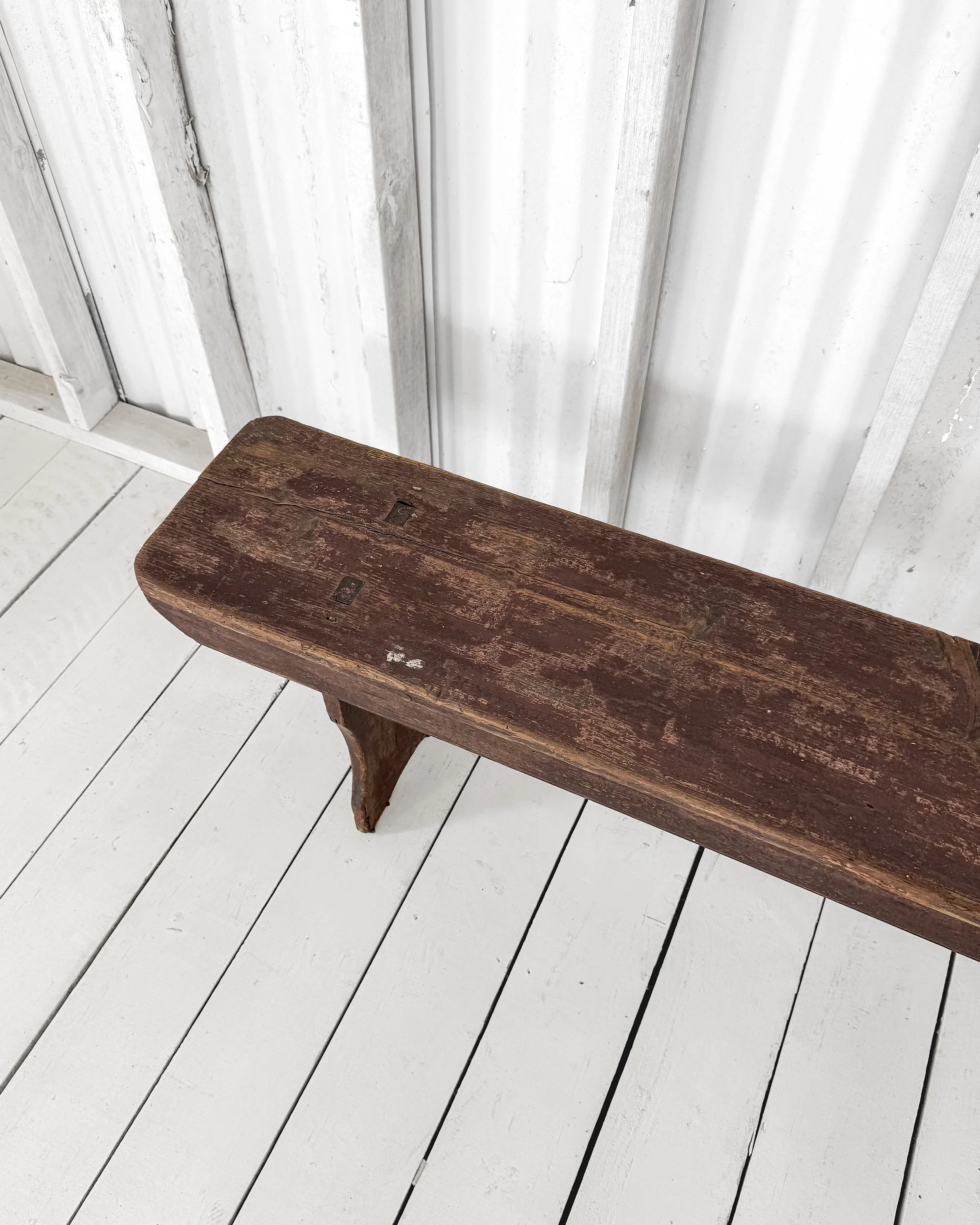 Antique English Painted Farmhouse Bench with Apron