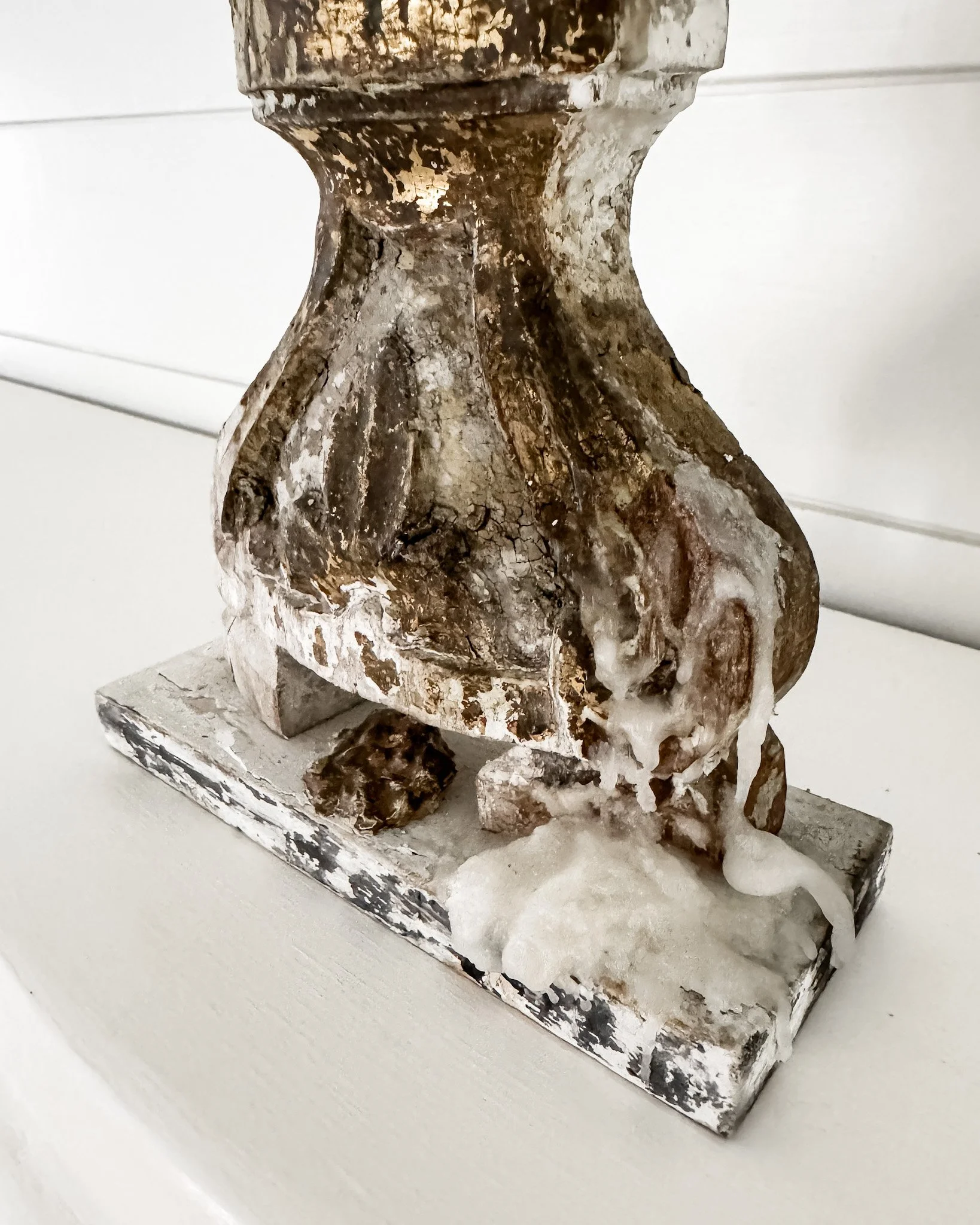 Antique French Wooden Fragment Candlesticks