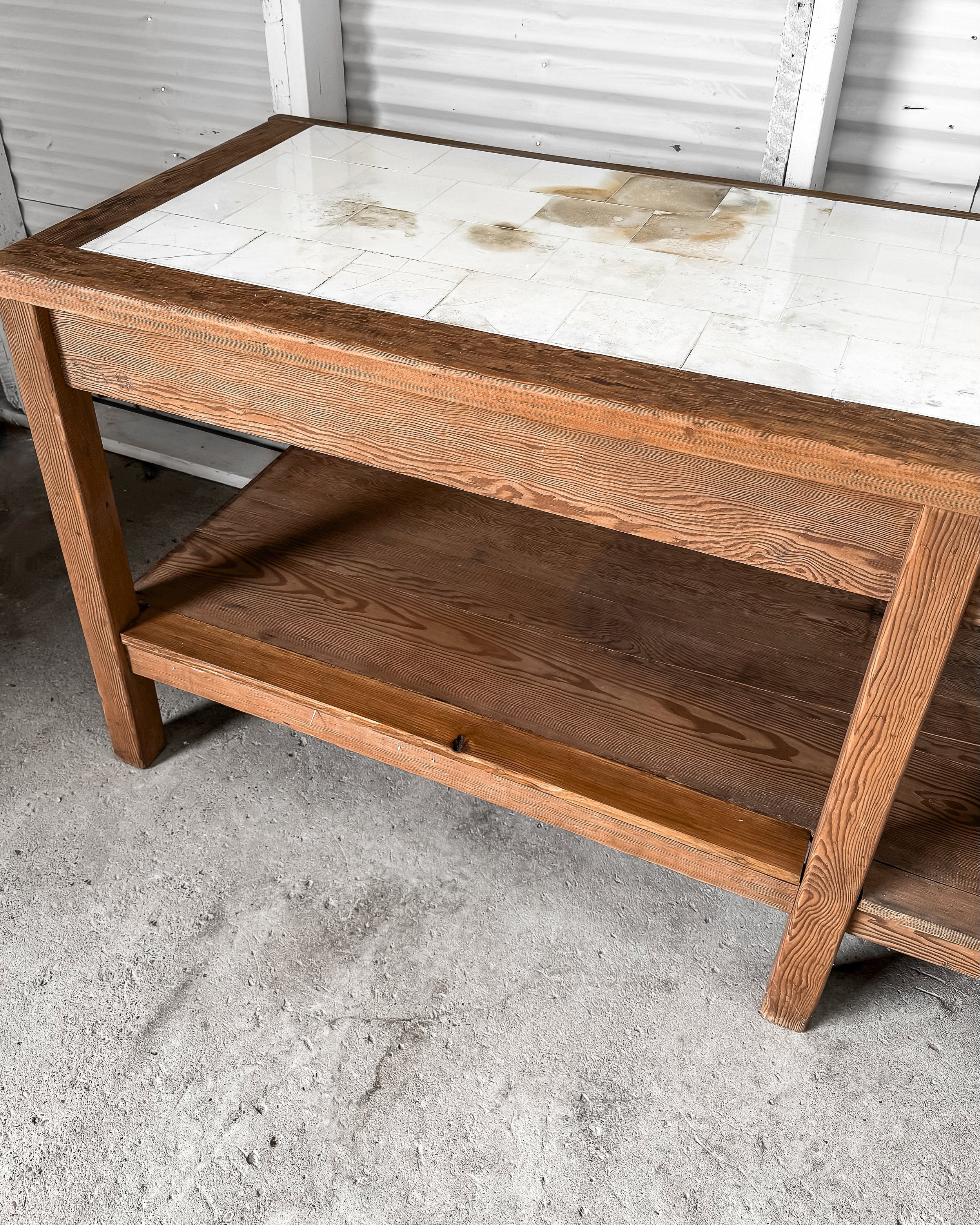 Antique Belgian Laboratory Table Kitchen Island
