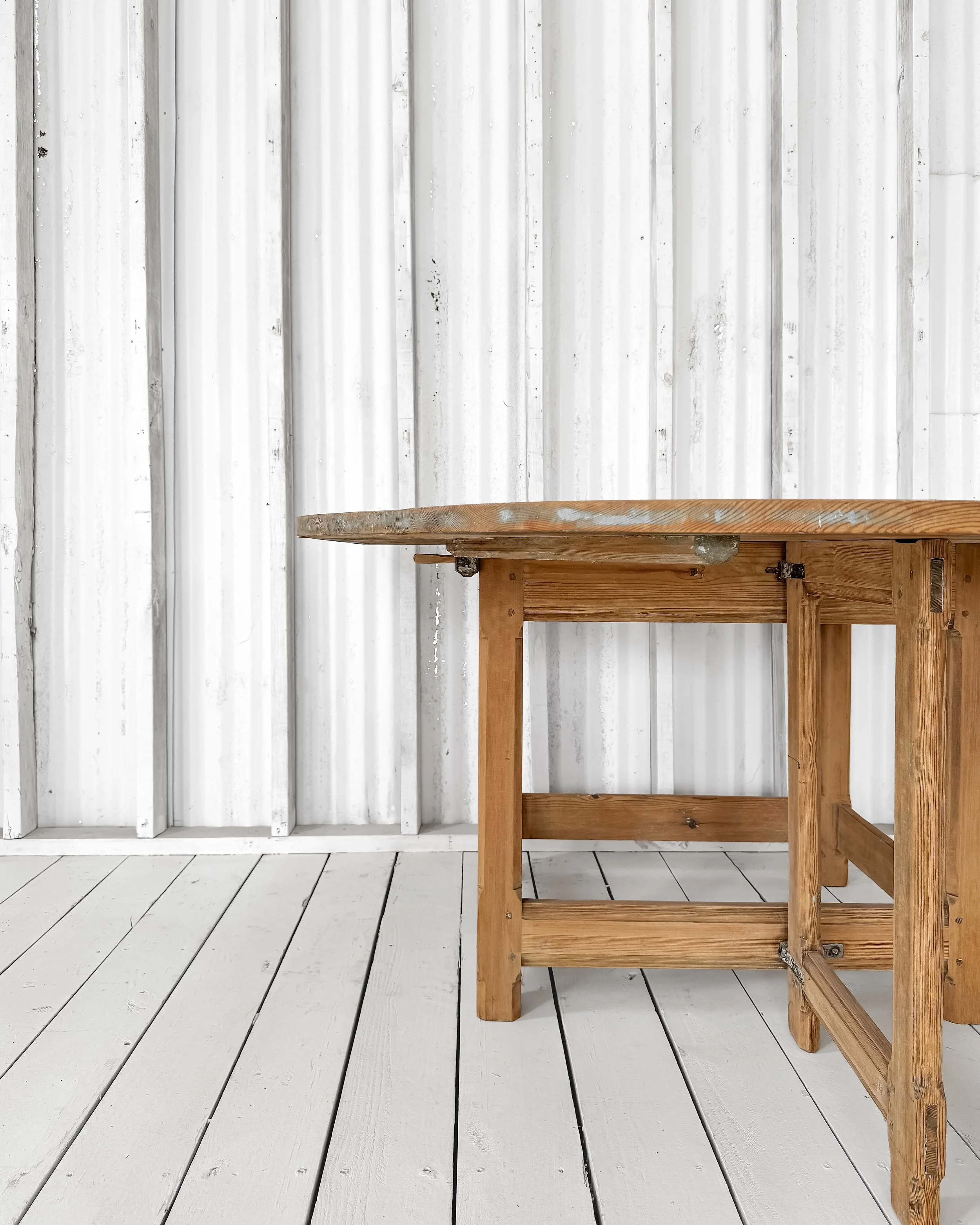 Antique Swedish Pine One-Sided Drop Leaf Table