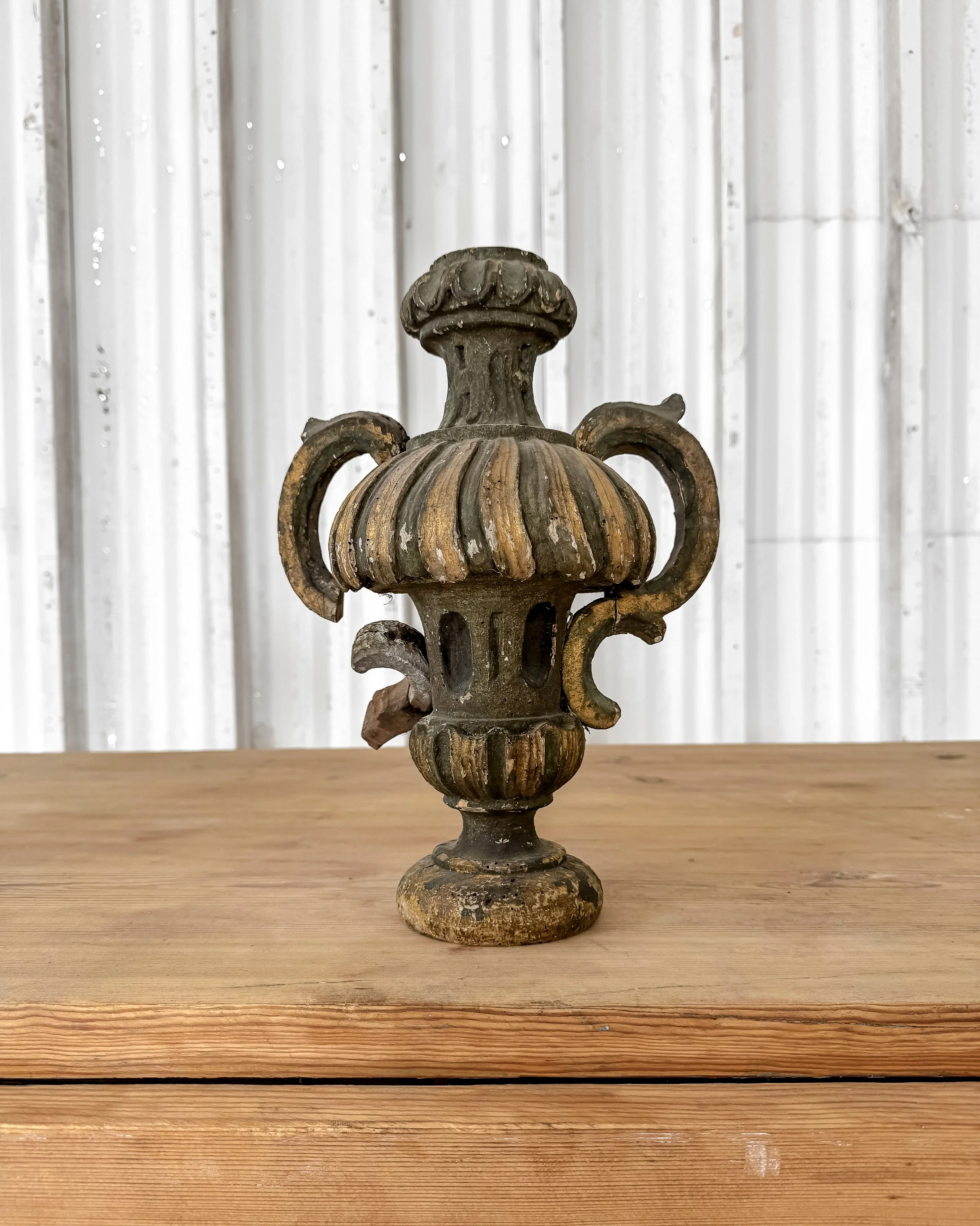 Antique French Wooden Fragment Candlestick Finials