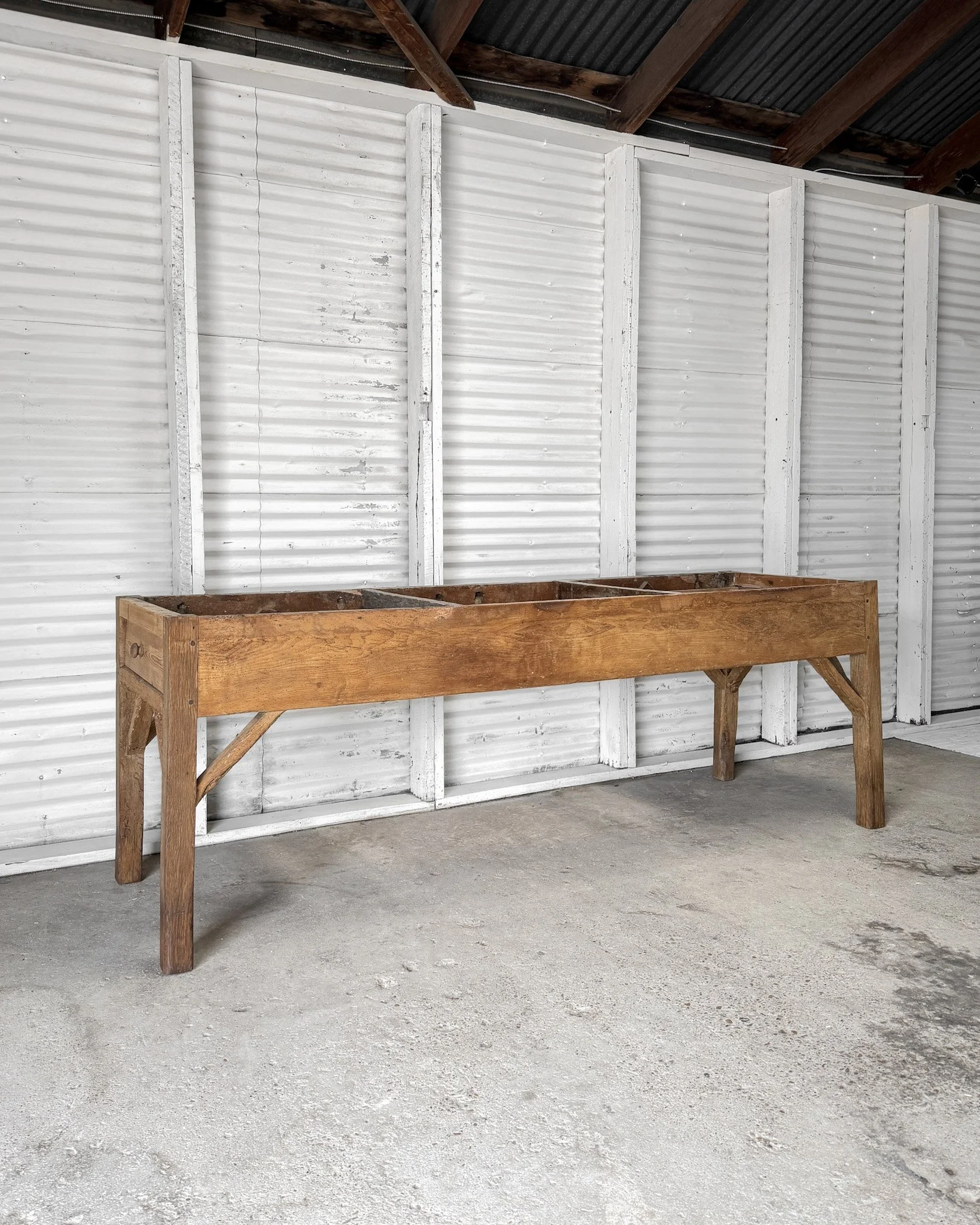 Victorian English Pine Baker’s Table with End Drawers