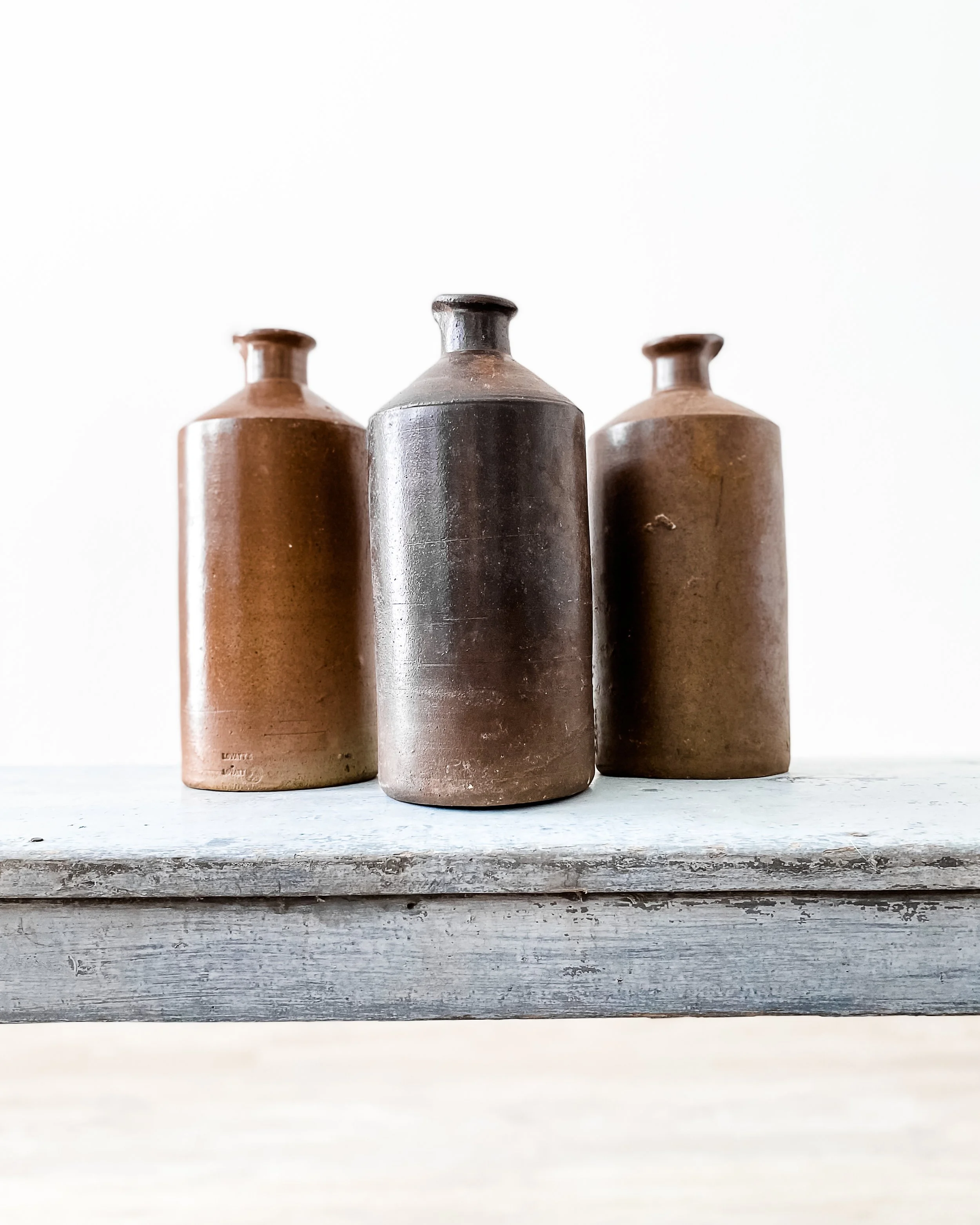 Antique Brown Stoneware Ink Bottle, Large — East End Salvage