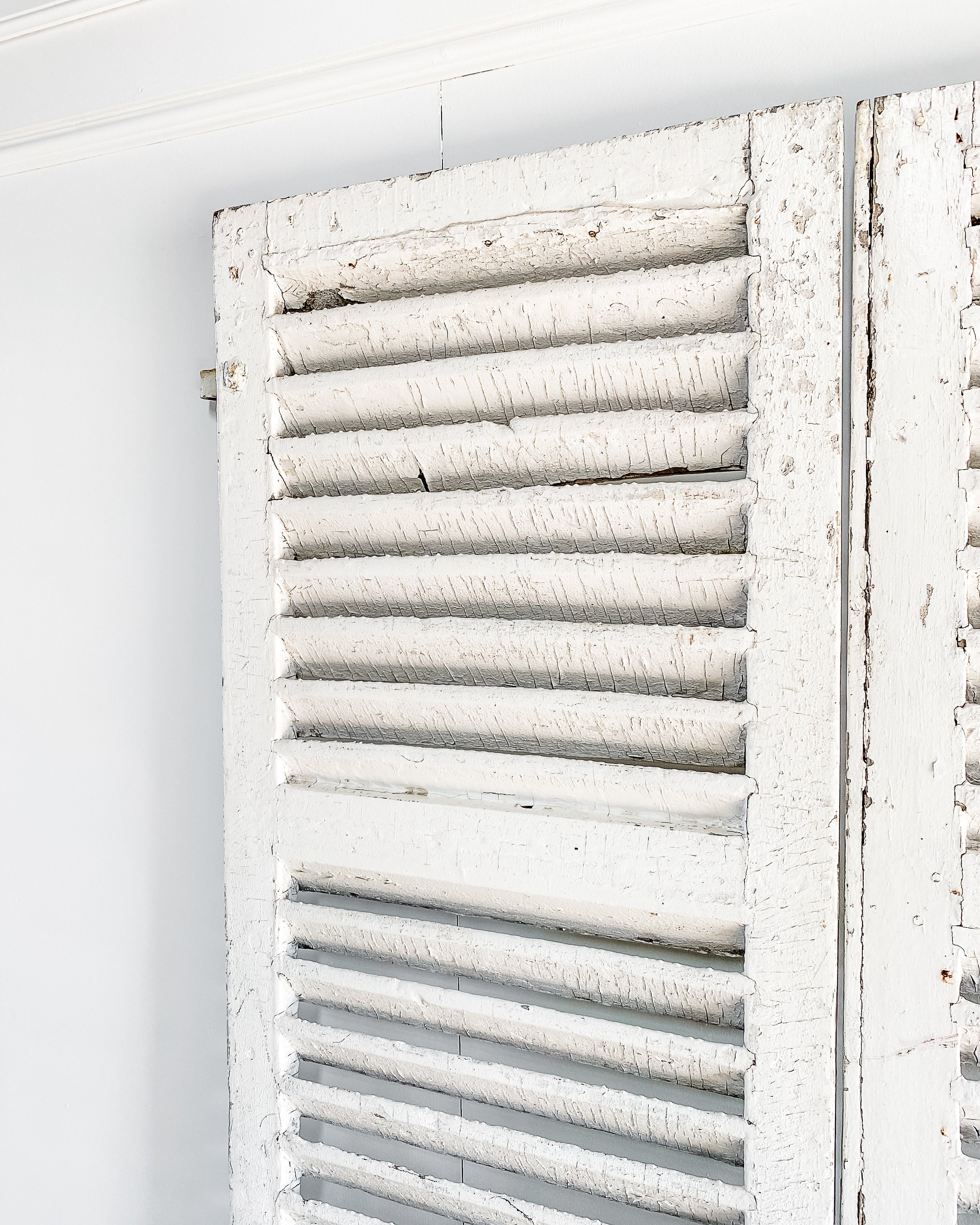 Salvaged Weathered White French Shutters