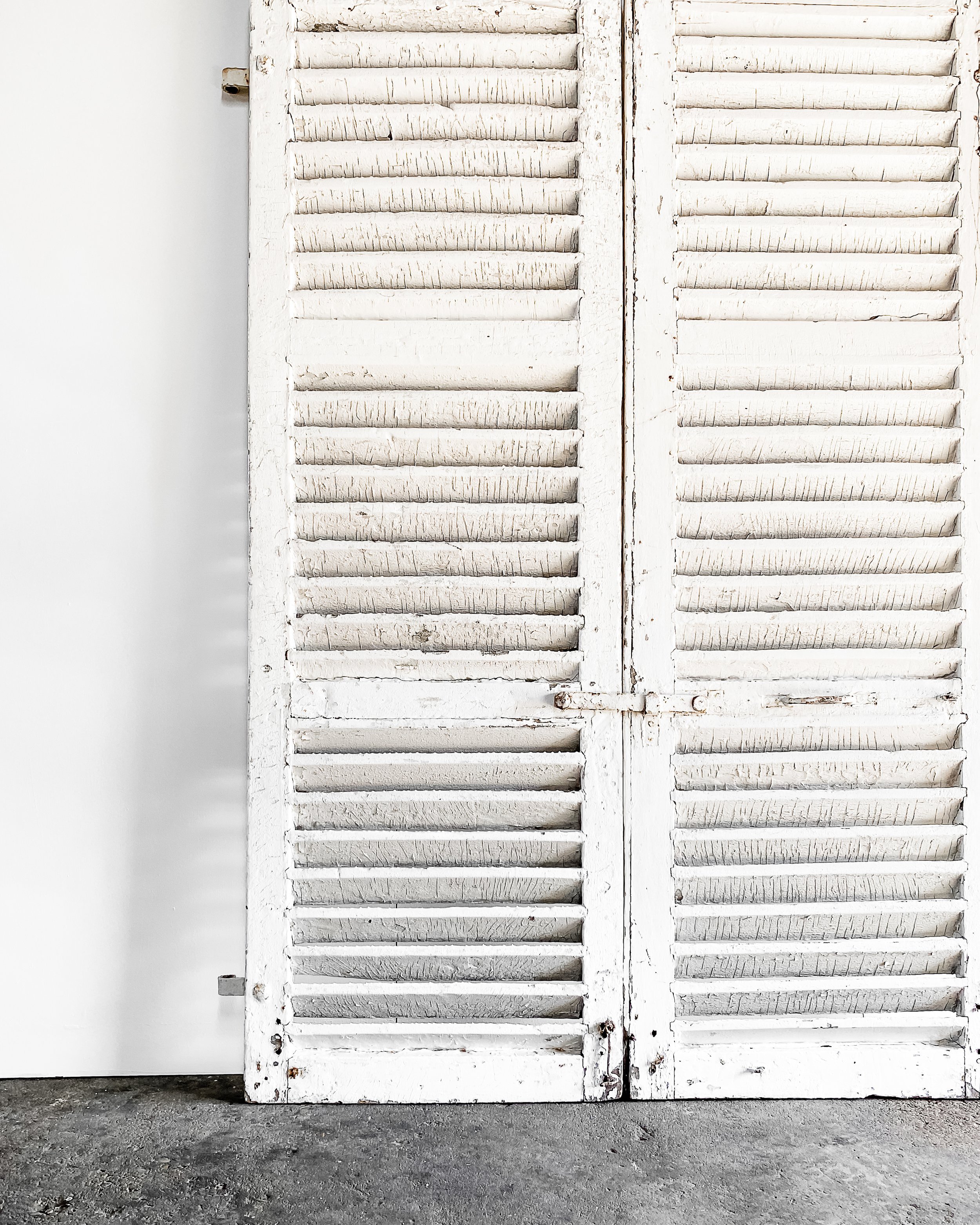 Salvaged Weathered White French Shutters