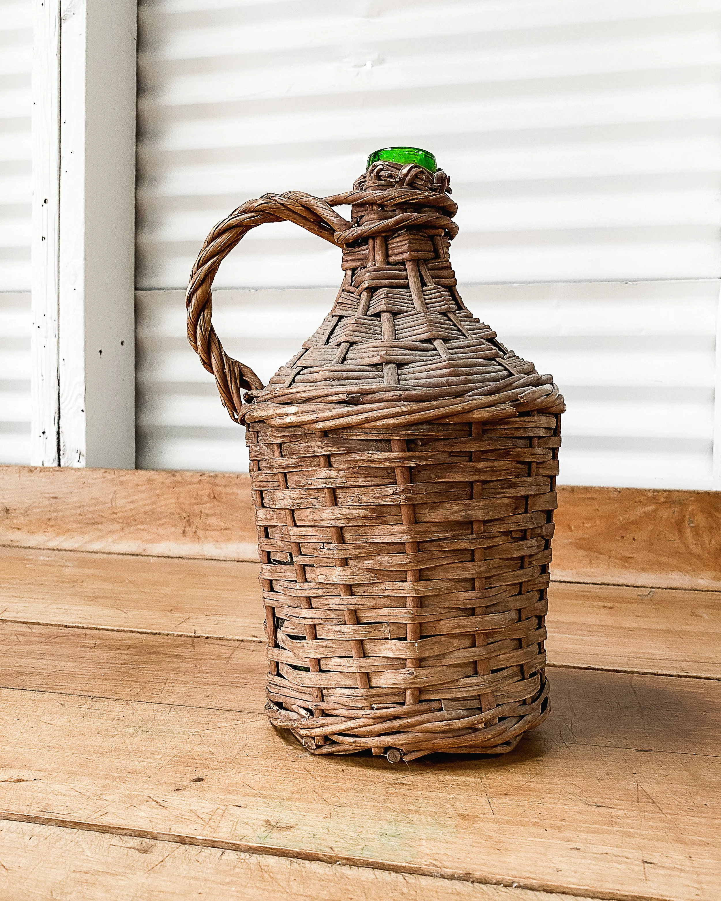 Antique Wicker Demijohn Bottle — East End Salvage