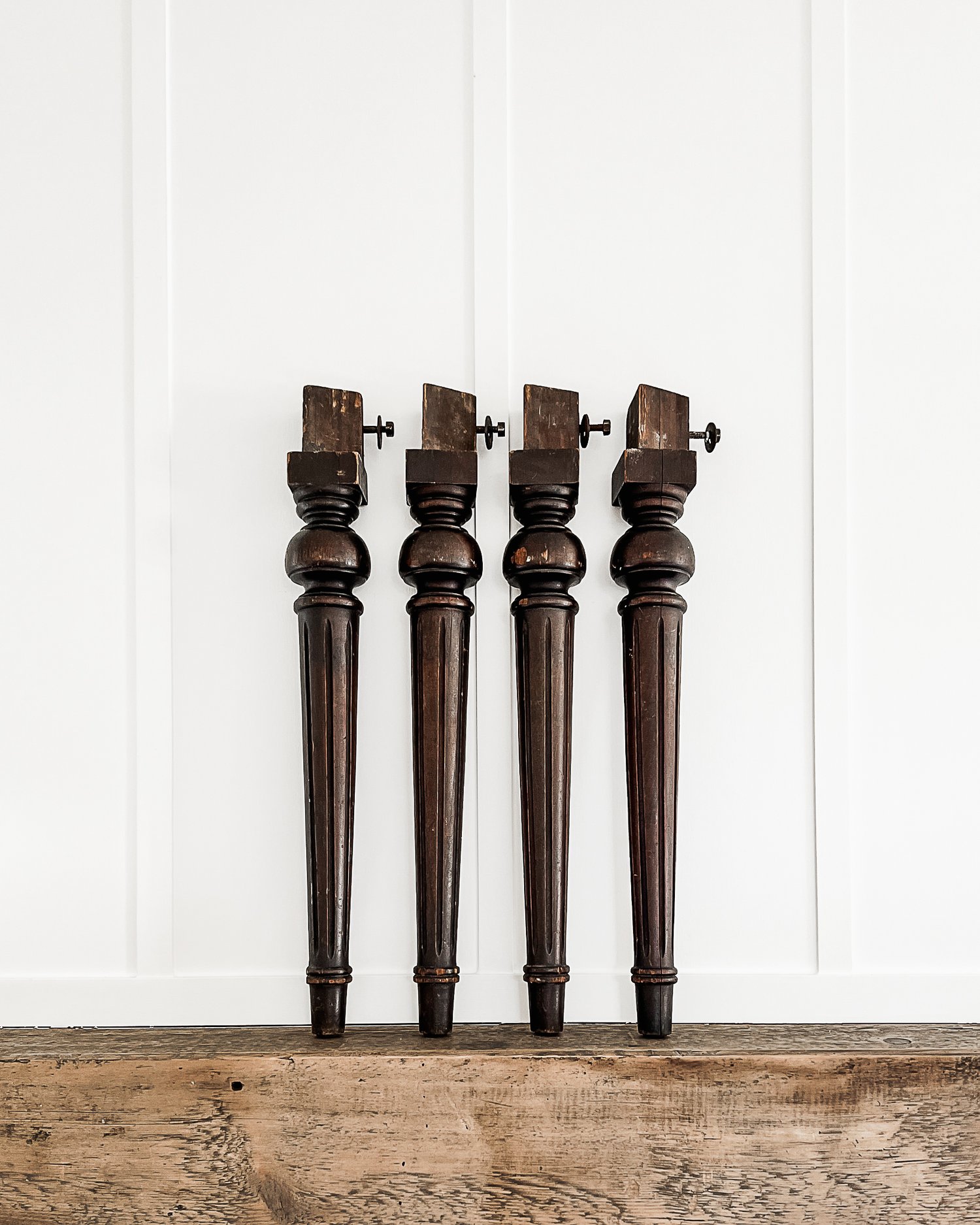 Set of 4) Fluted Turned Table Legs — East End Salvage