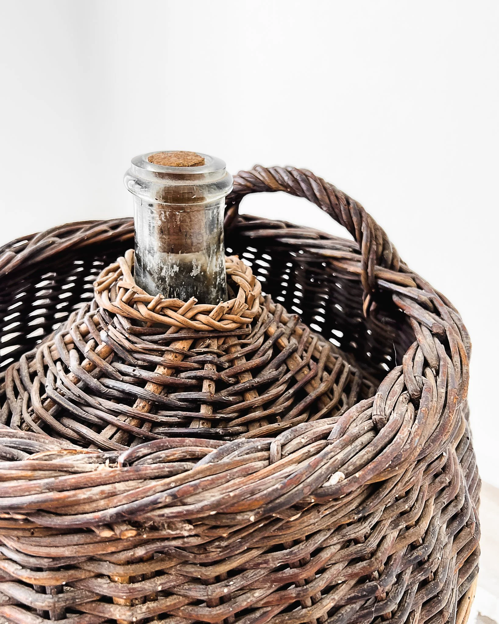 Large Vintage Wicker Demijohn Bottle — East End Salvage
