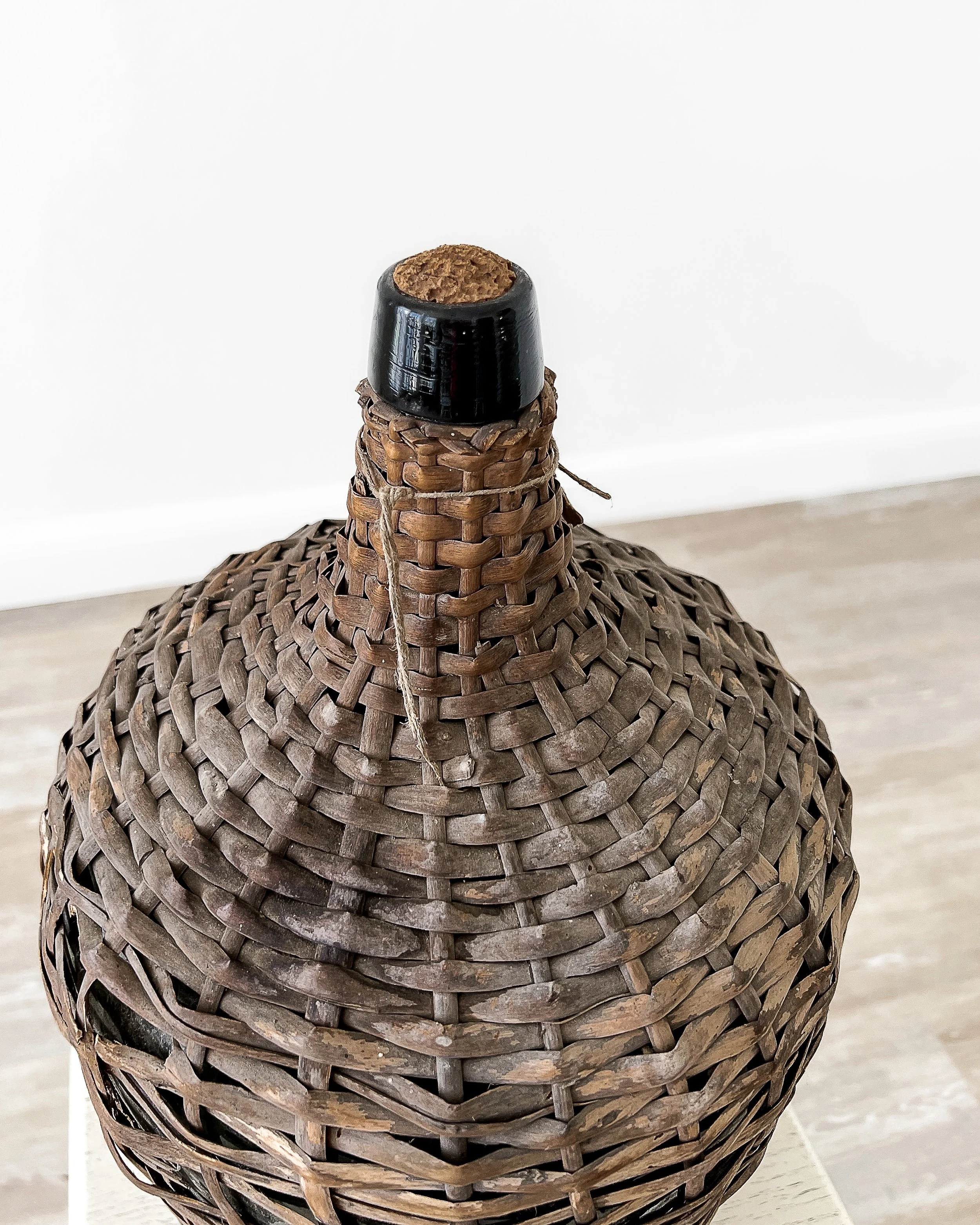 French Wicker Demijohn, Medium — East End Salvage