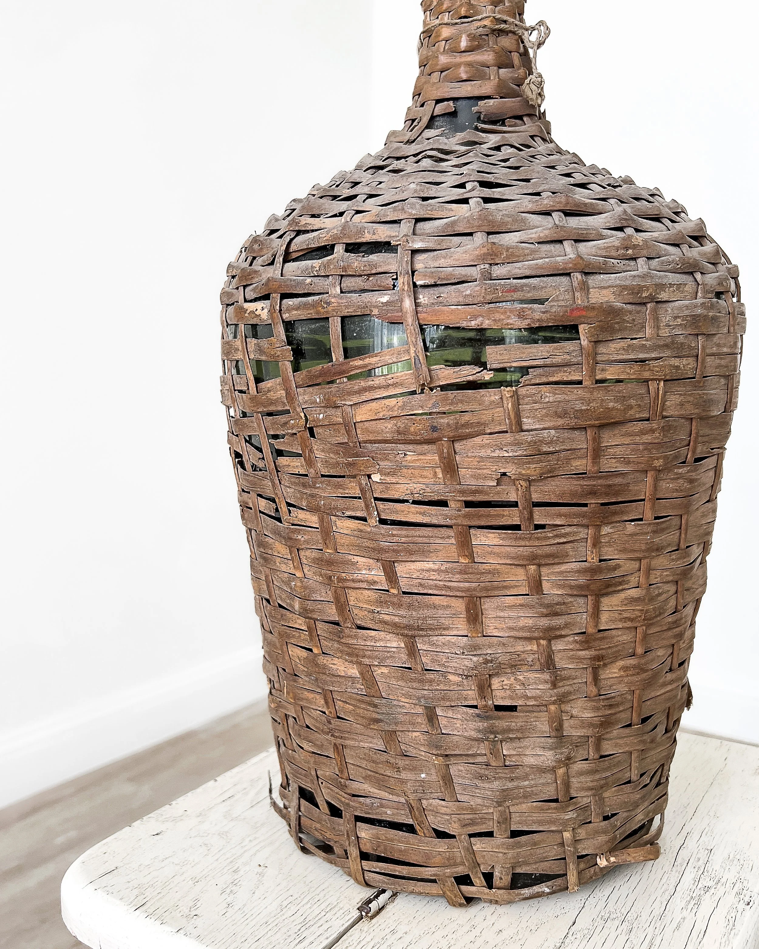 French Wicker Demijohn, Medium — East End Salvage