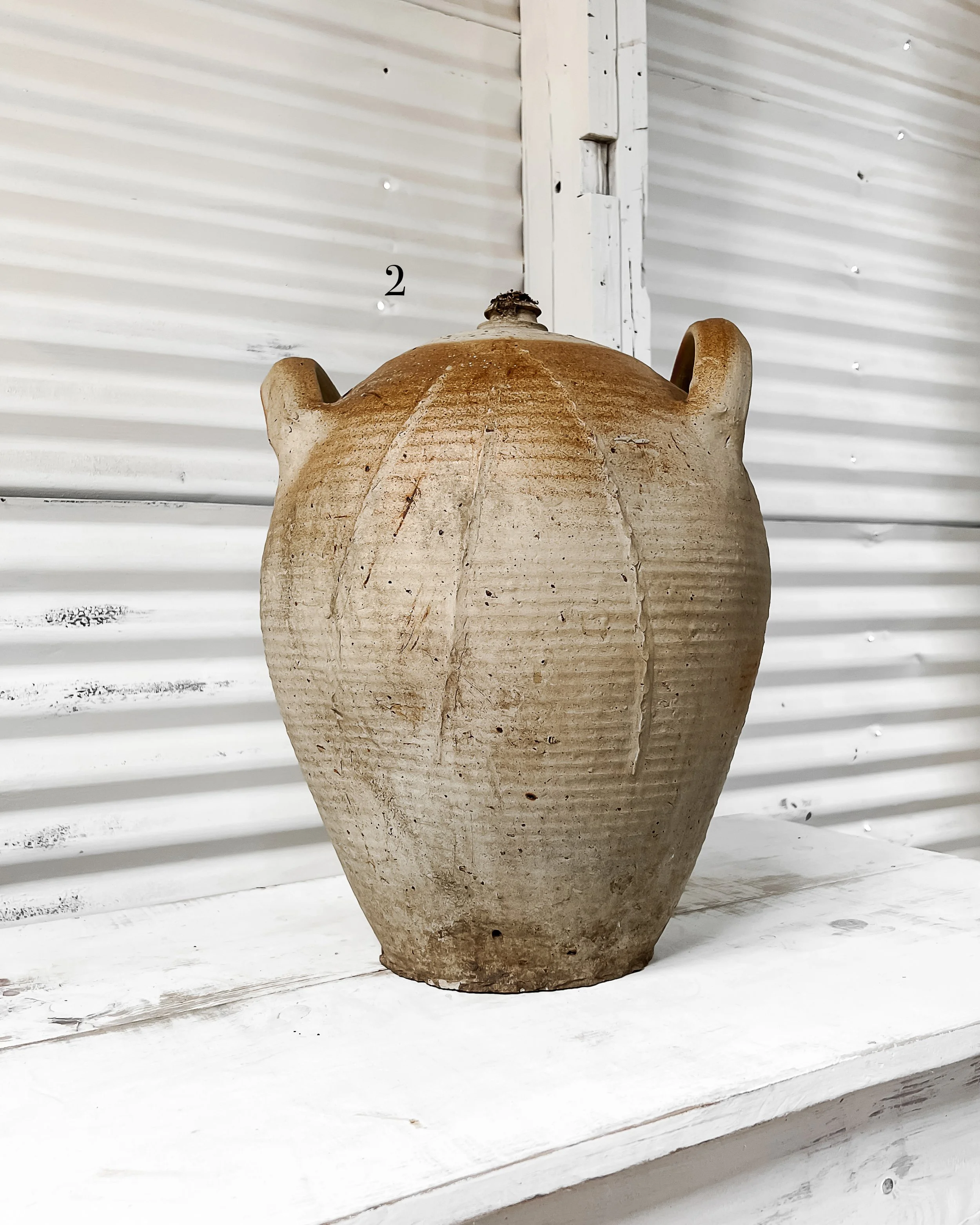 Extra Large French Olive Oil Jug, Double Handle — East End Salvage