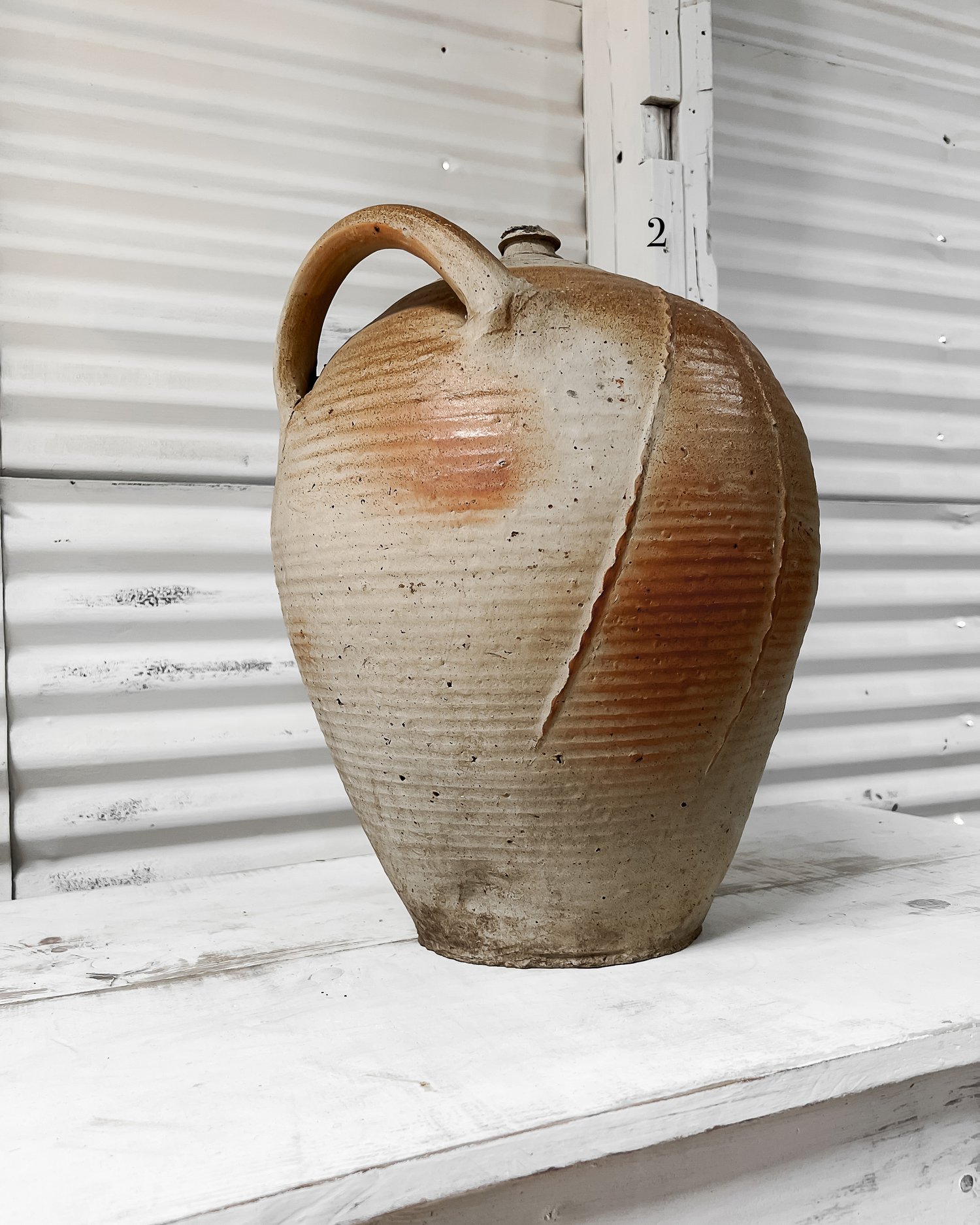 Extra Large French Olive Oil Jug, Double Handle — East End Salvage
