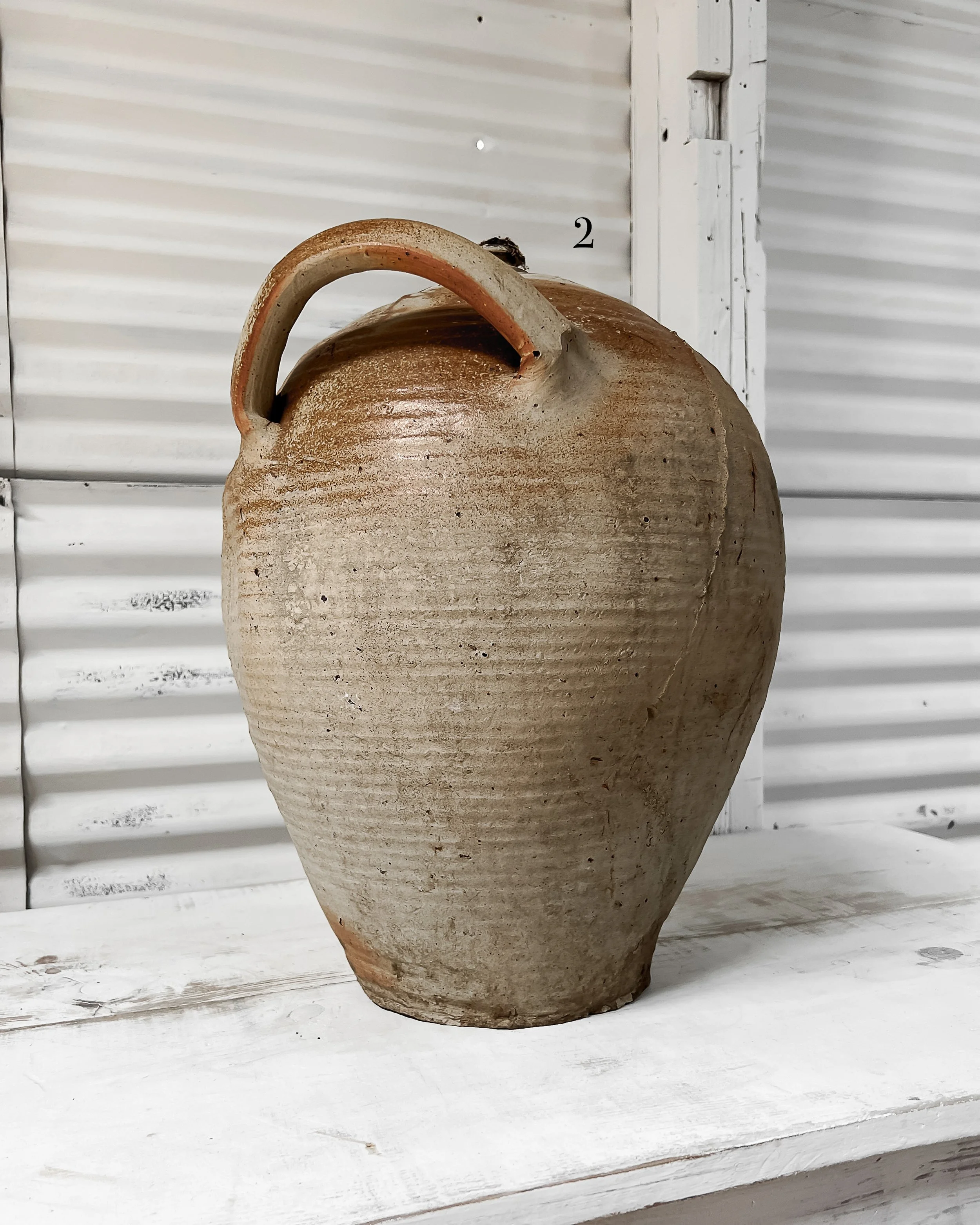 Extra Large French Olive Oil Jug, Double Handle — East End Salvage