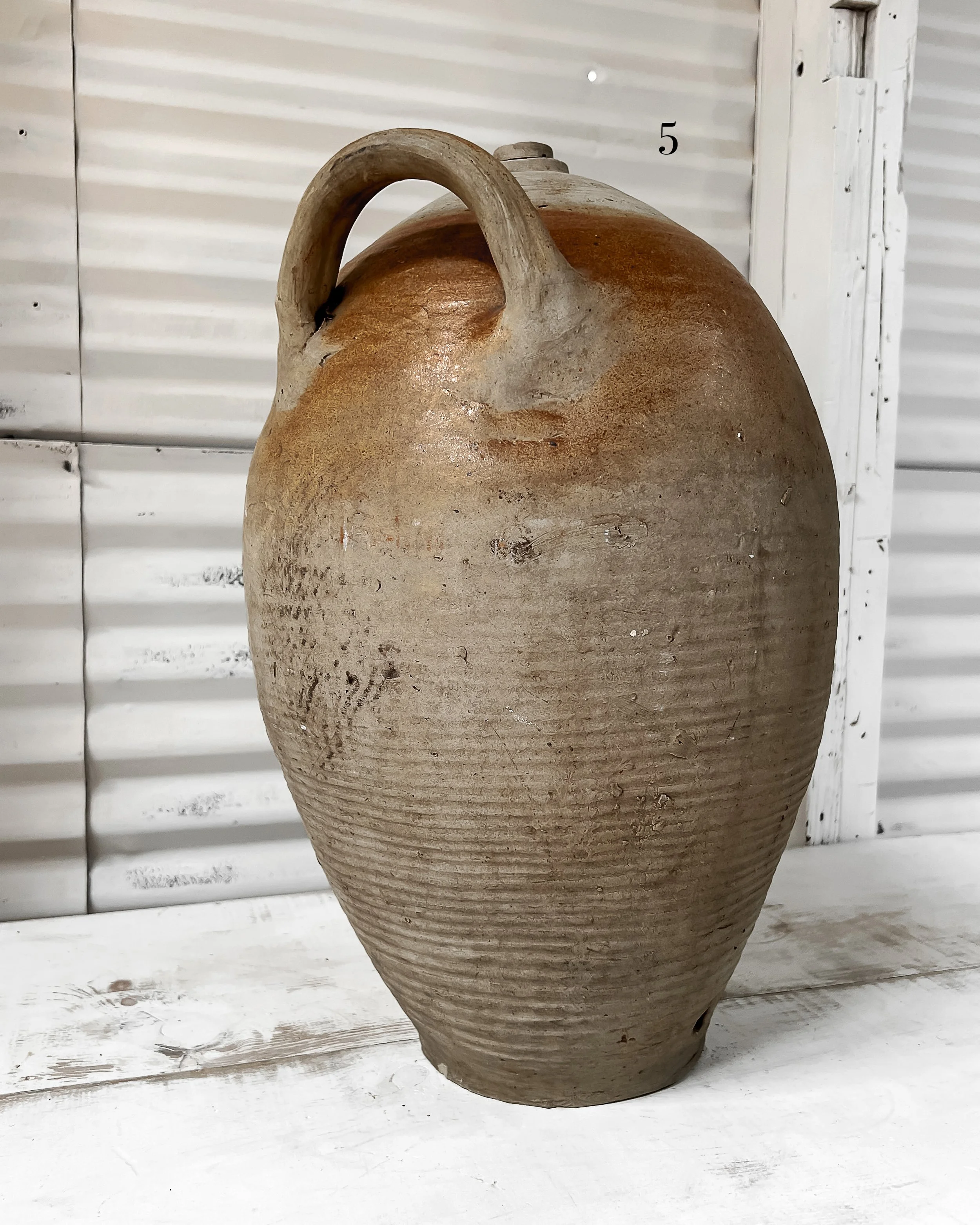 Extra Large French Olive Oil Jug, Double Handle — East End Salvage