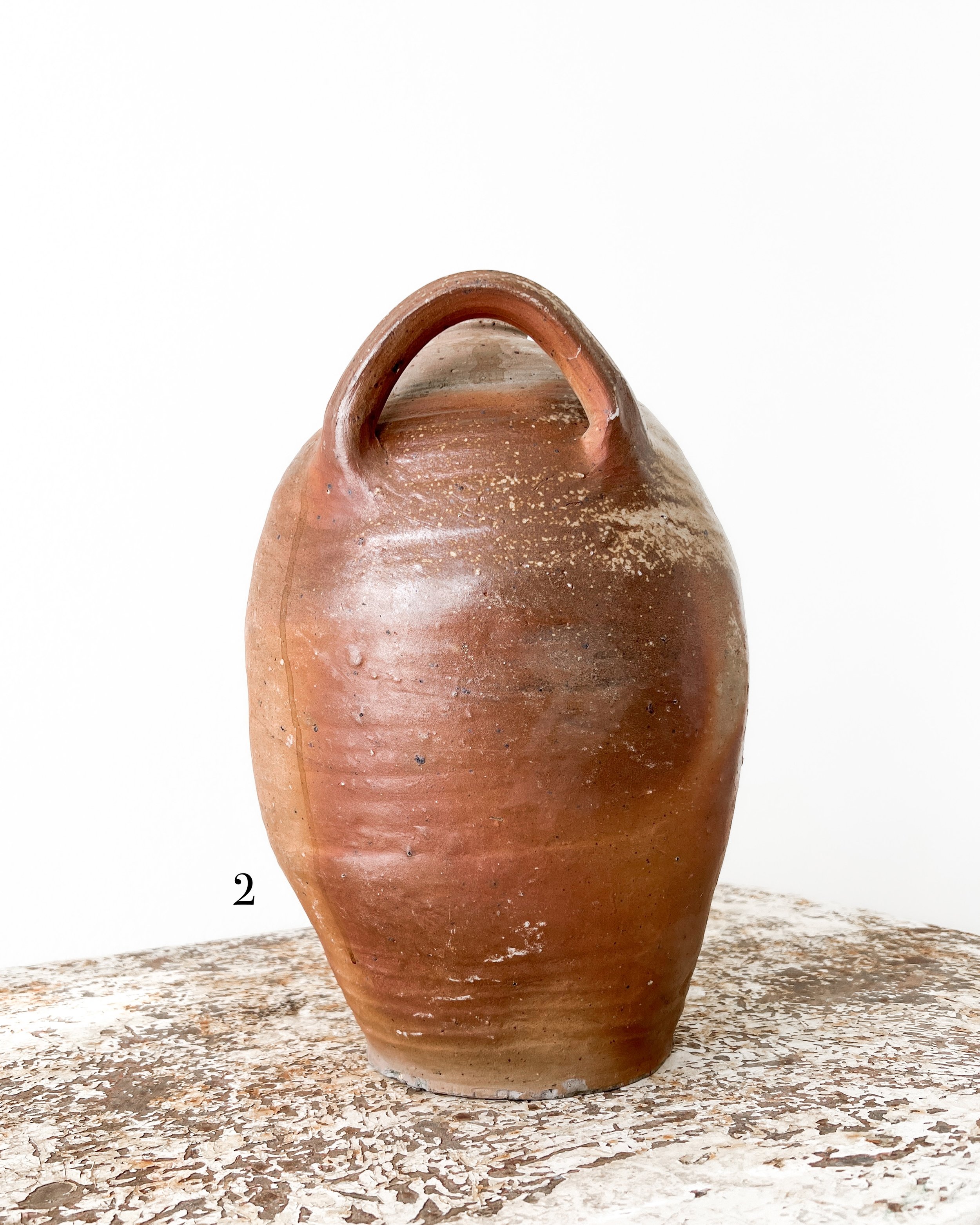 Antique French Olive Oil Jug, Double Handle — East End Salvage