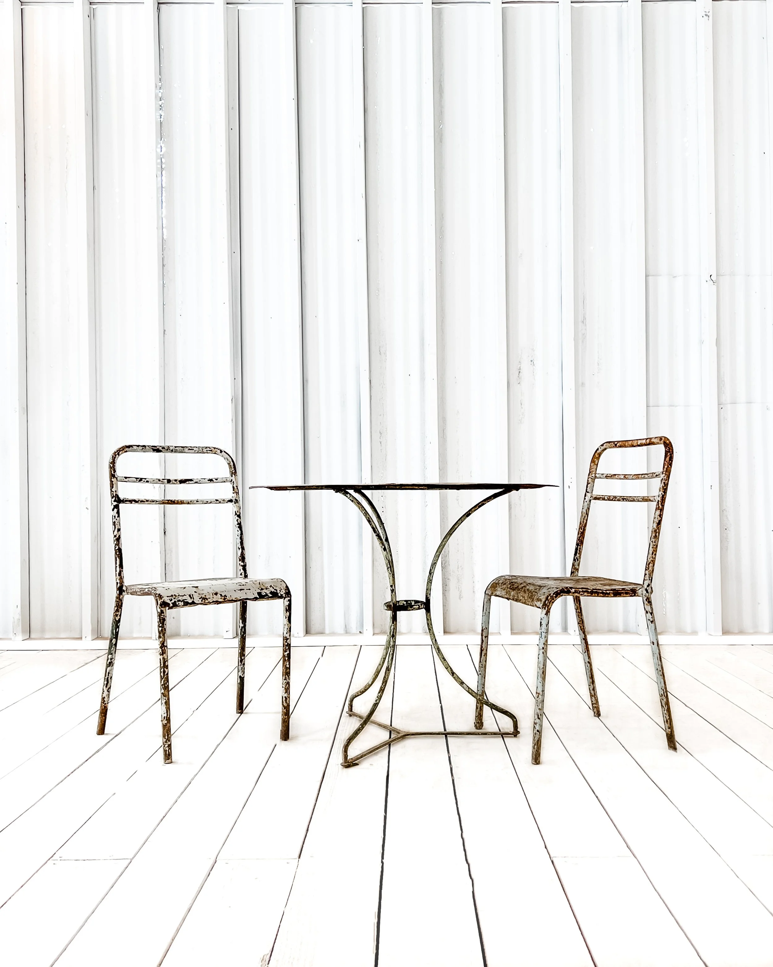 (Set of 3) Vintage Metal Bistro Table and Chairs — East End Salvage