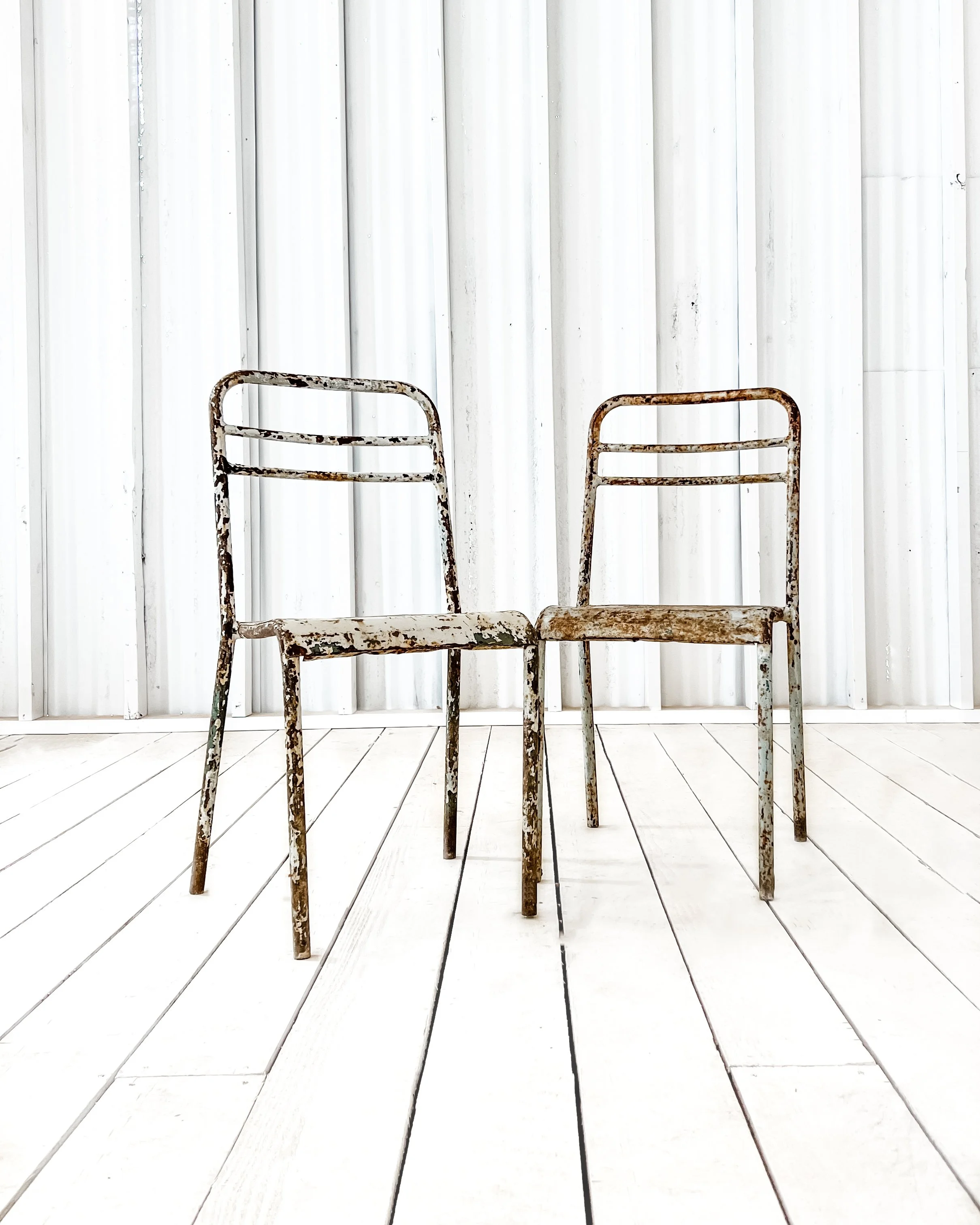 (Set of 3) Vintage Metal Bistro Table and Chairs — East End Salvage
