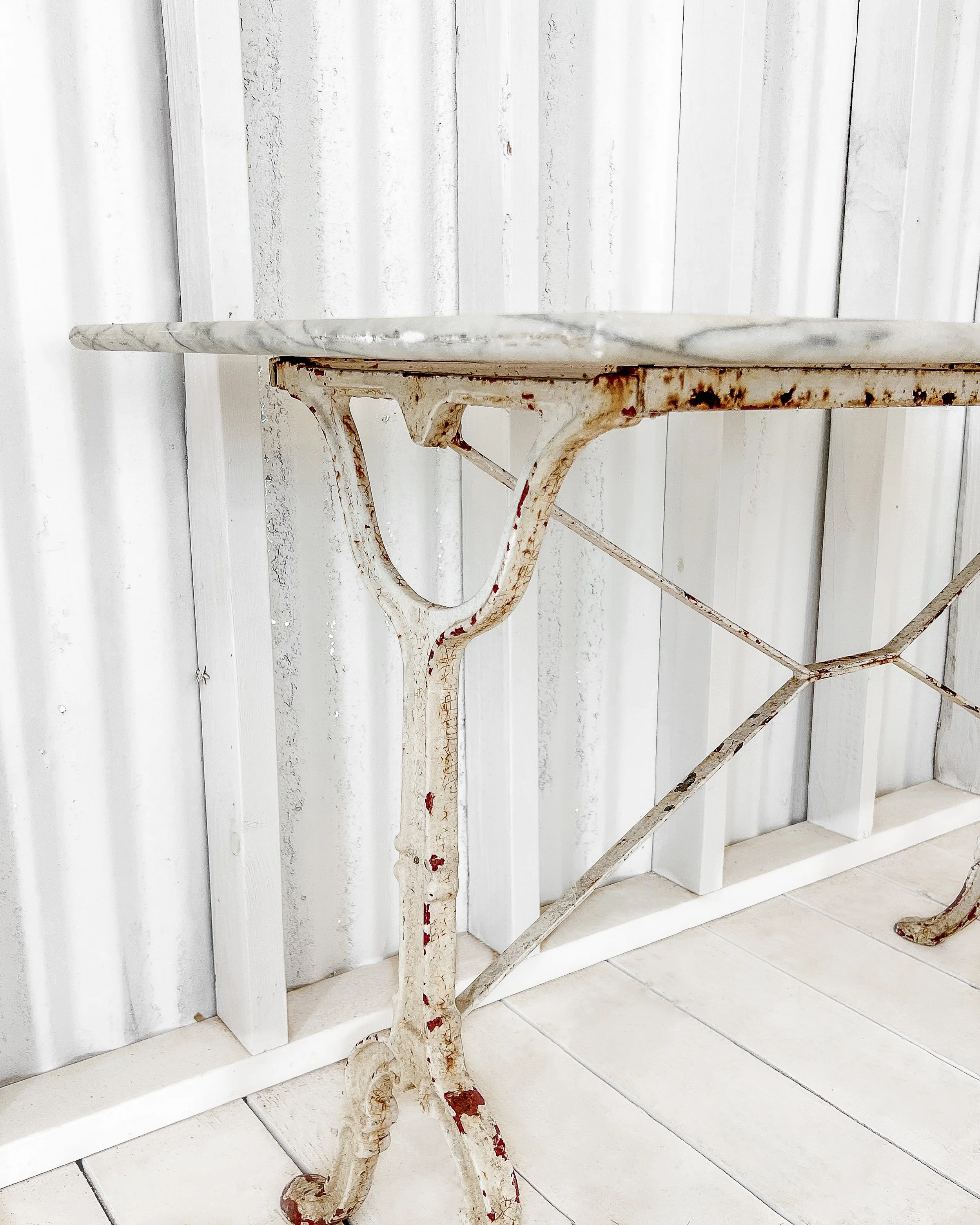 Antique 19th Century French Marble and Iron Bistro Table