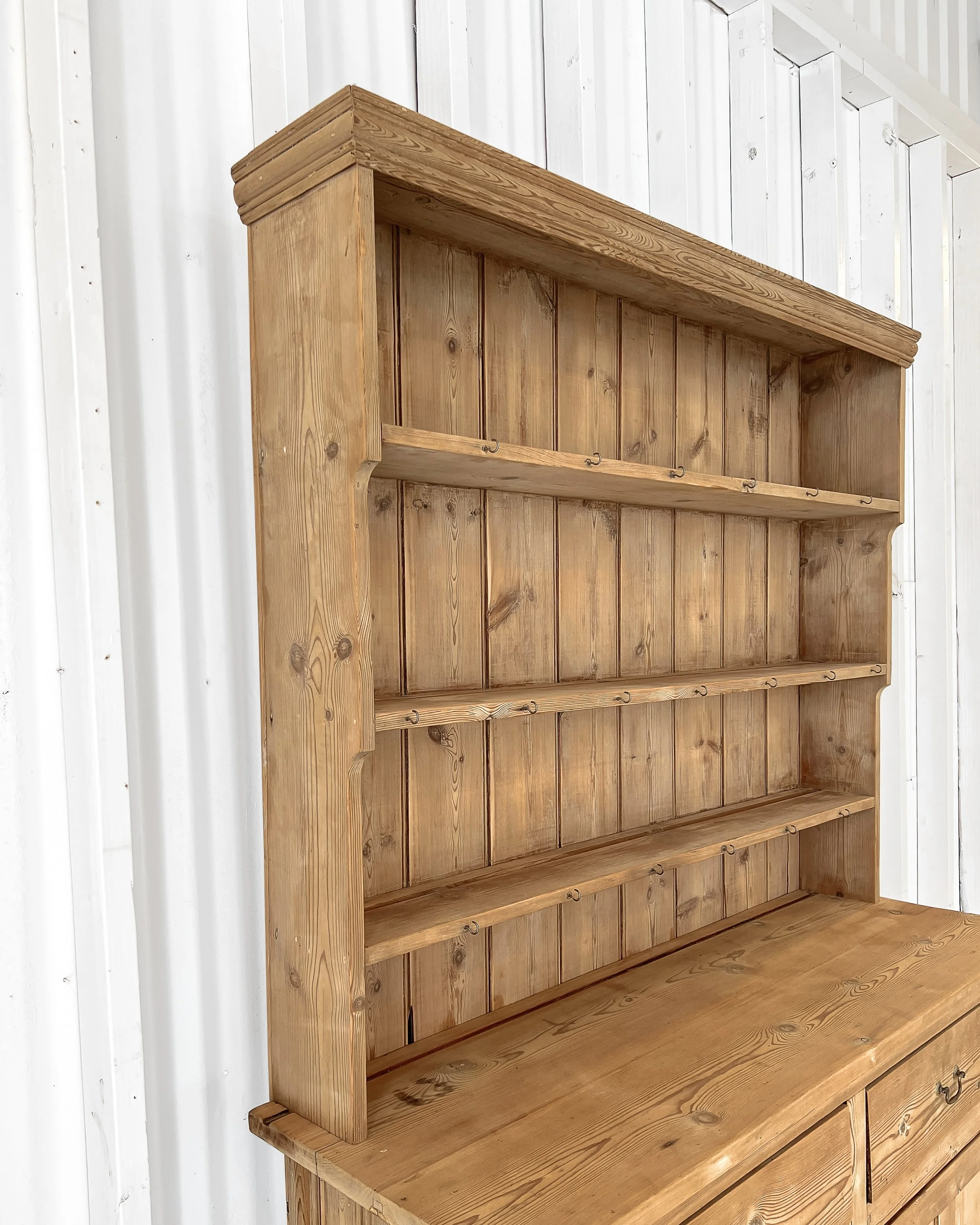 Antique 19th Century Welsh Step-back Hutch with Plate Rack