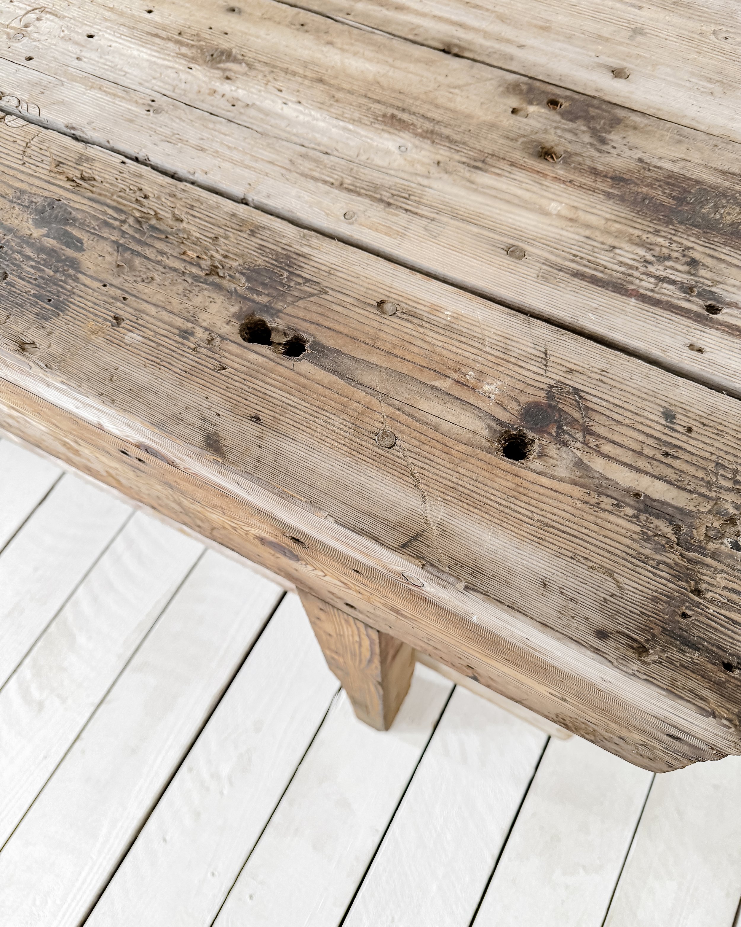 Vintage English Workbench with Bleached Finish