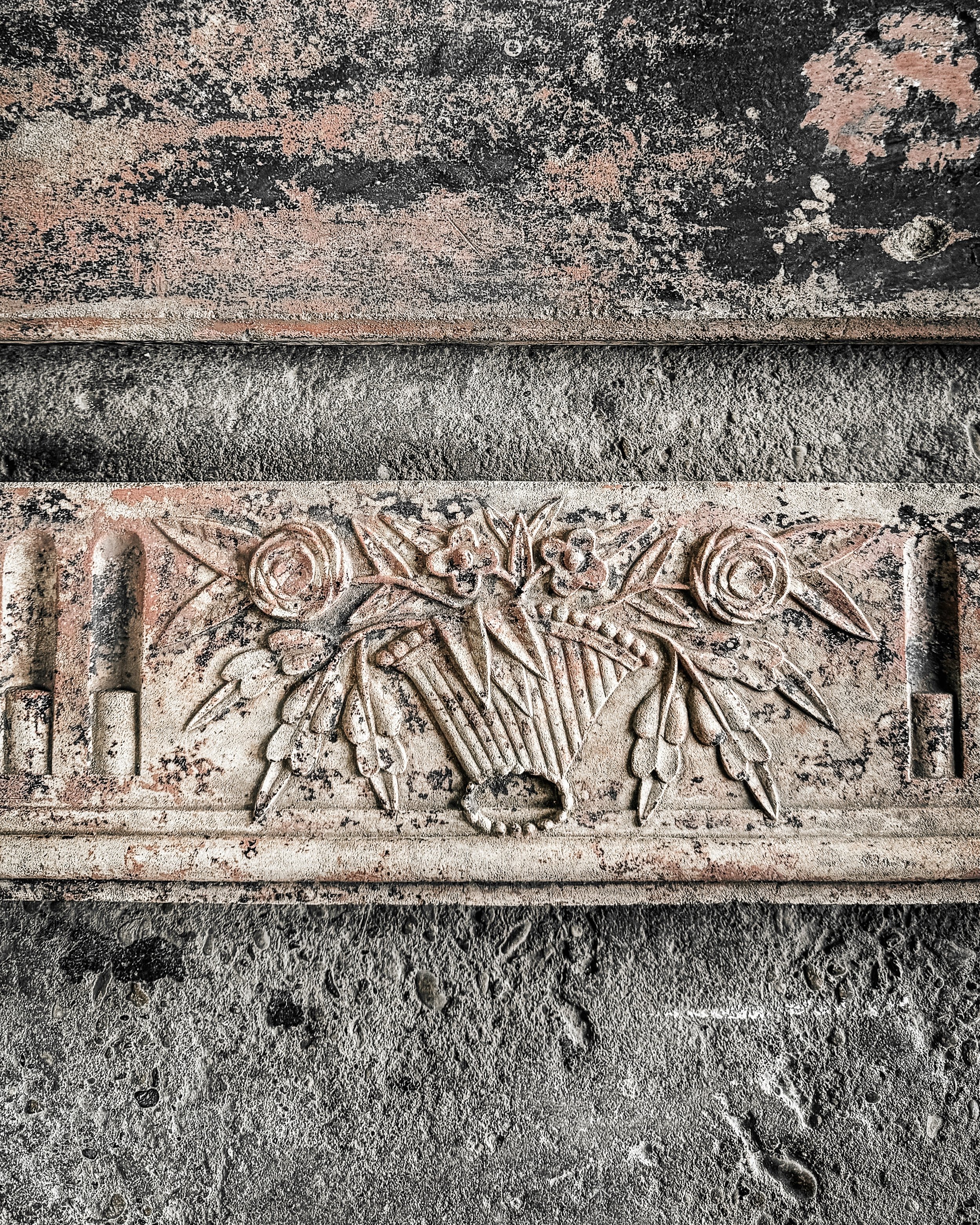Antique French Cast Stone Fireplace Mantel