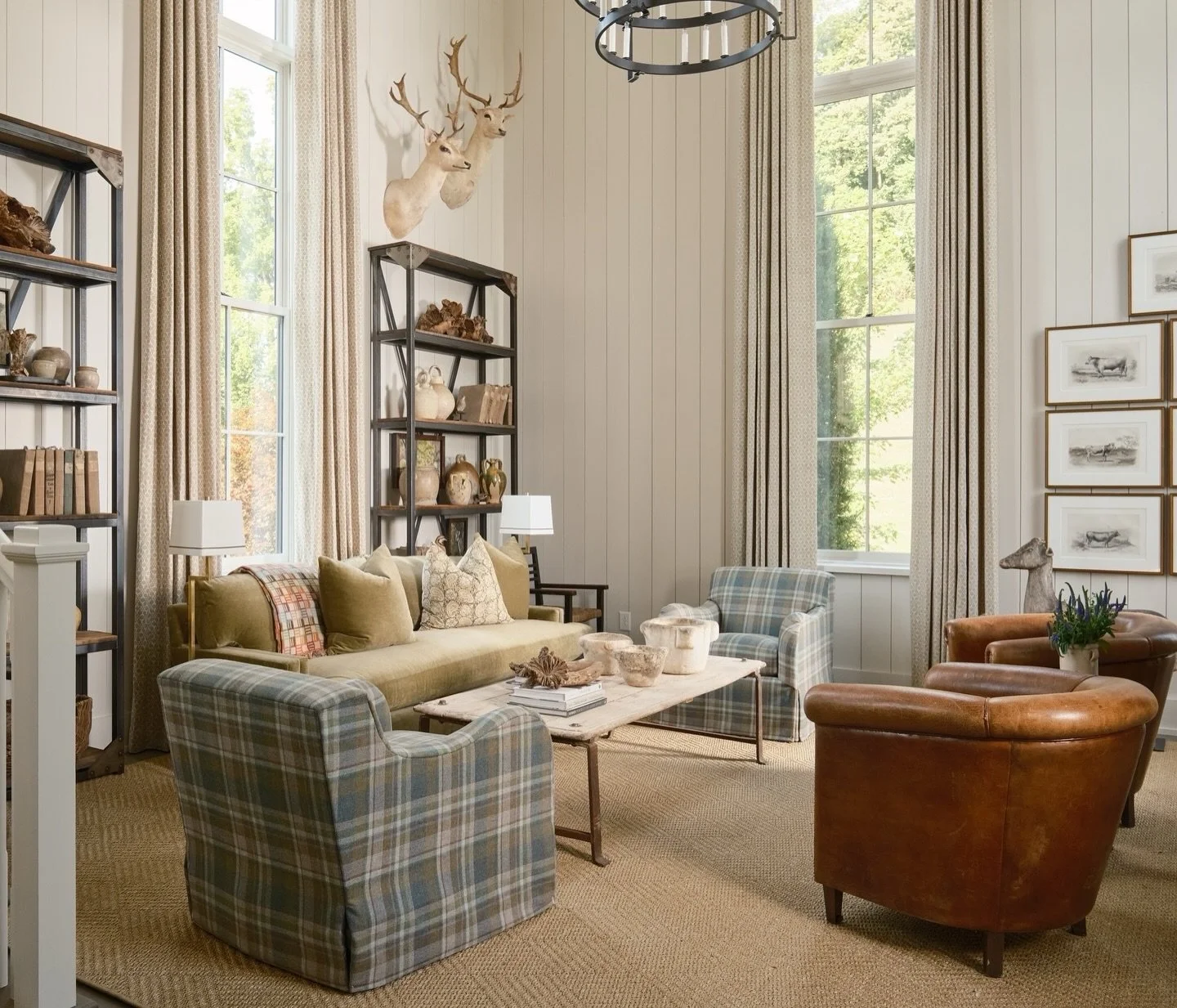 Finding new homes for old pieces is deeply rewarding and keeps me constantly sourcing the very best, most unique finds. In this Tennessee living space, shelves are layered with antique pottery and timeworn rag-paper books sourced by me in France and 