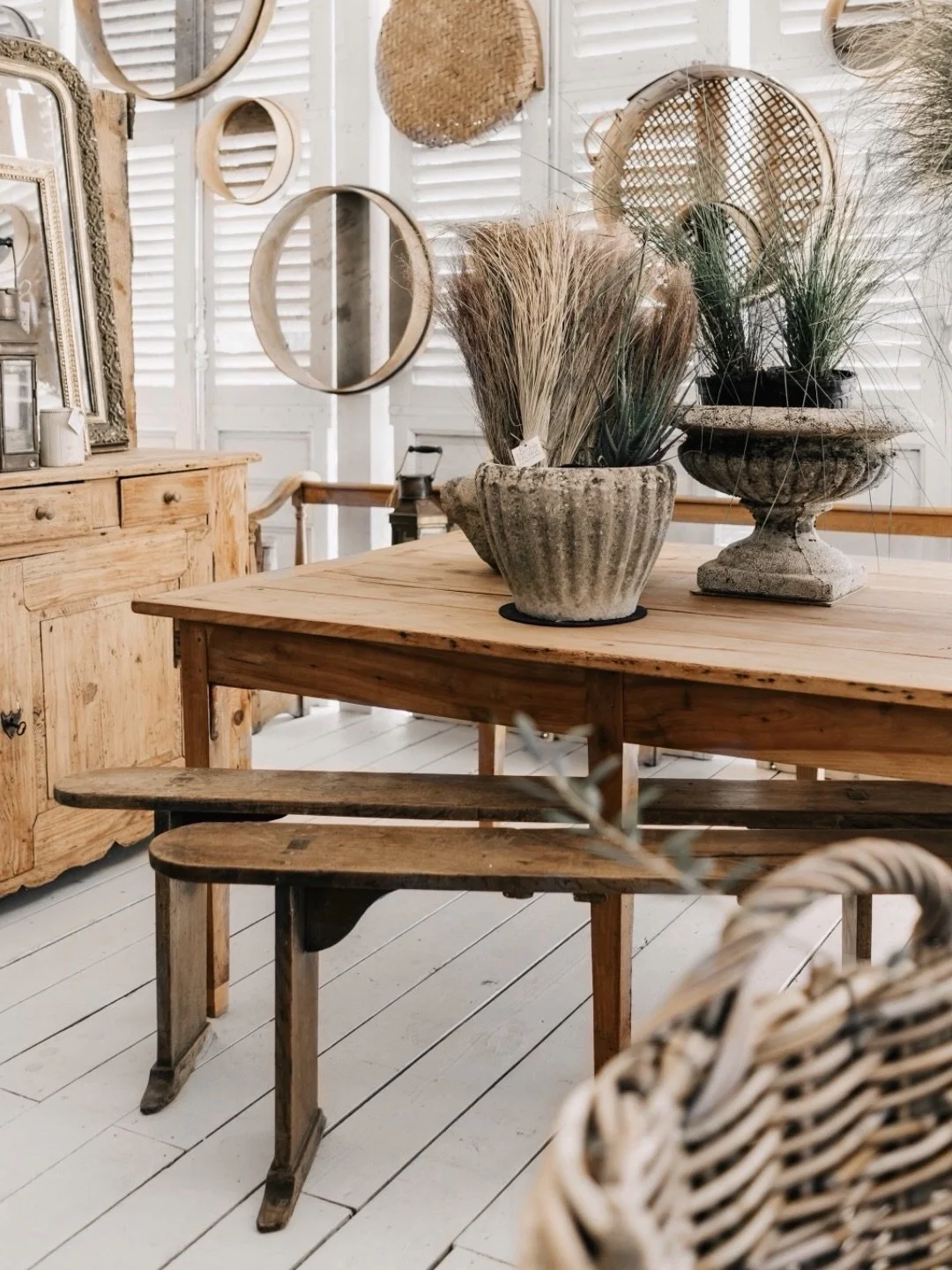 Some of the best conversations don&rsquo;t happen around perfectly matched chairs.

They happen around tables that feel welcoming.

A bench softens a dining room in a way few other pieces can. Pull one up to a farmhouse table, pair it with chairs, or
