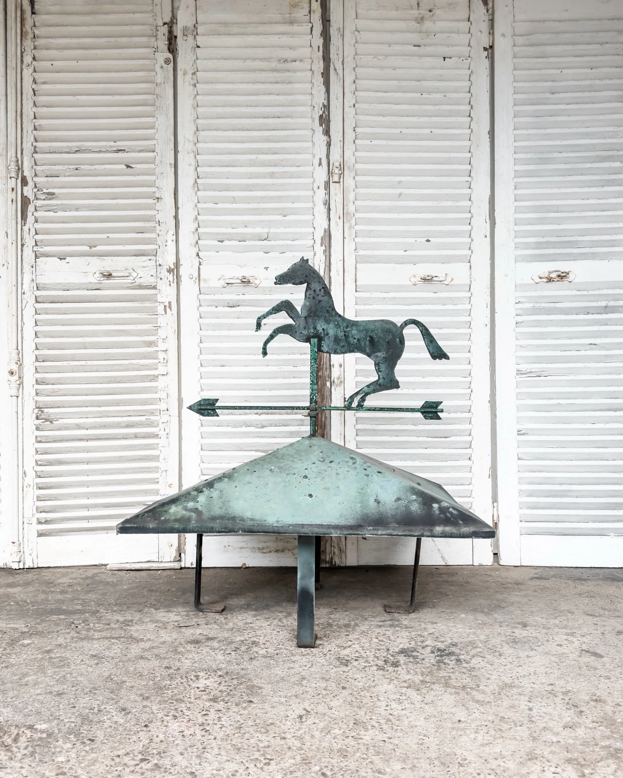 Well&hellip; after yesterday&rsquo;s post, you had to know we had one more horse up our sleeve. 🐴

Once perched high above a Belgian rooftop, this 19th-century copper weather vane has spent well over a century earning every bit of that gorgeous verd