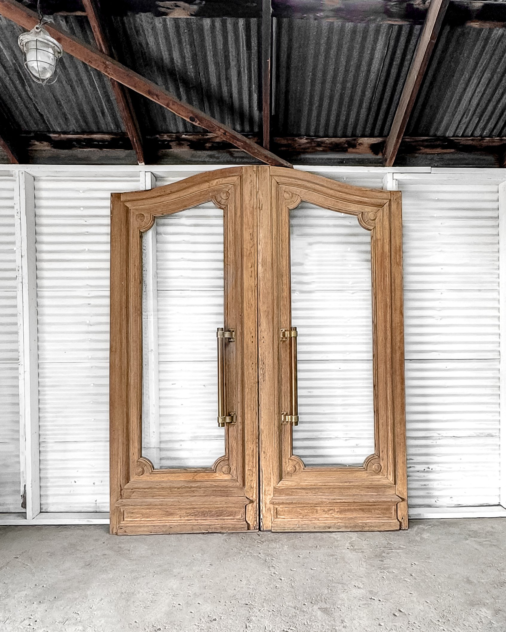 #8SP (Pair) Bank Entrance, Washed Oak, Glass, Brass Hardware 1.jpg