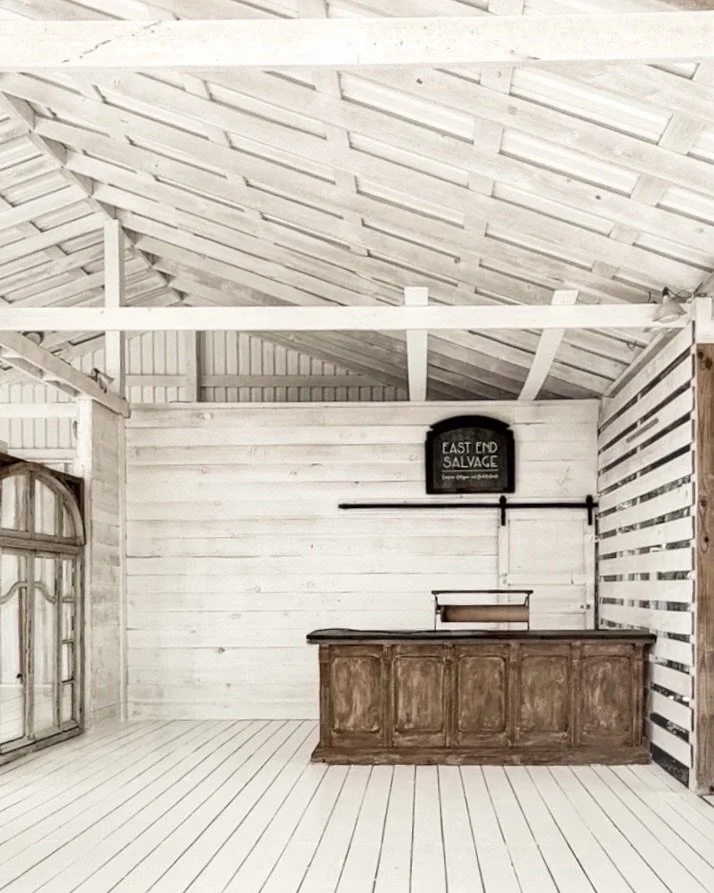 Yesterday, the outside. Today, one of the hardest-working corners inside. 

Our checkout counter has changed almost as many times as the barn itself.

Over the years, three different antique counters have taken a turn here, surrounded by an ever-chan