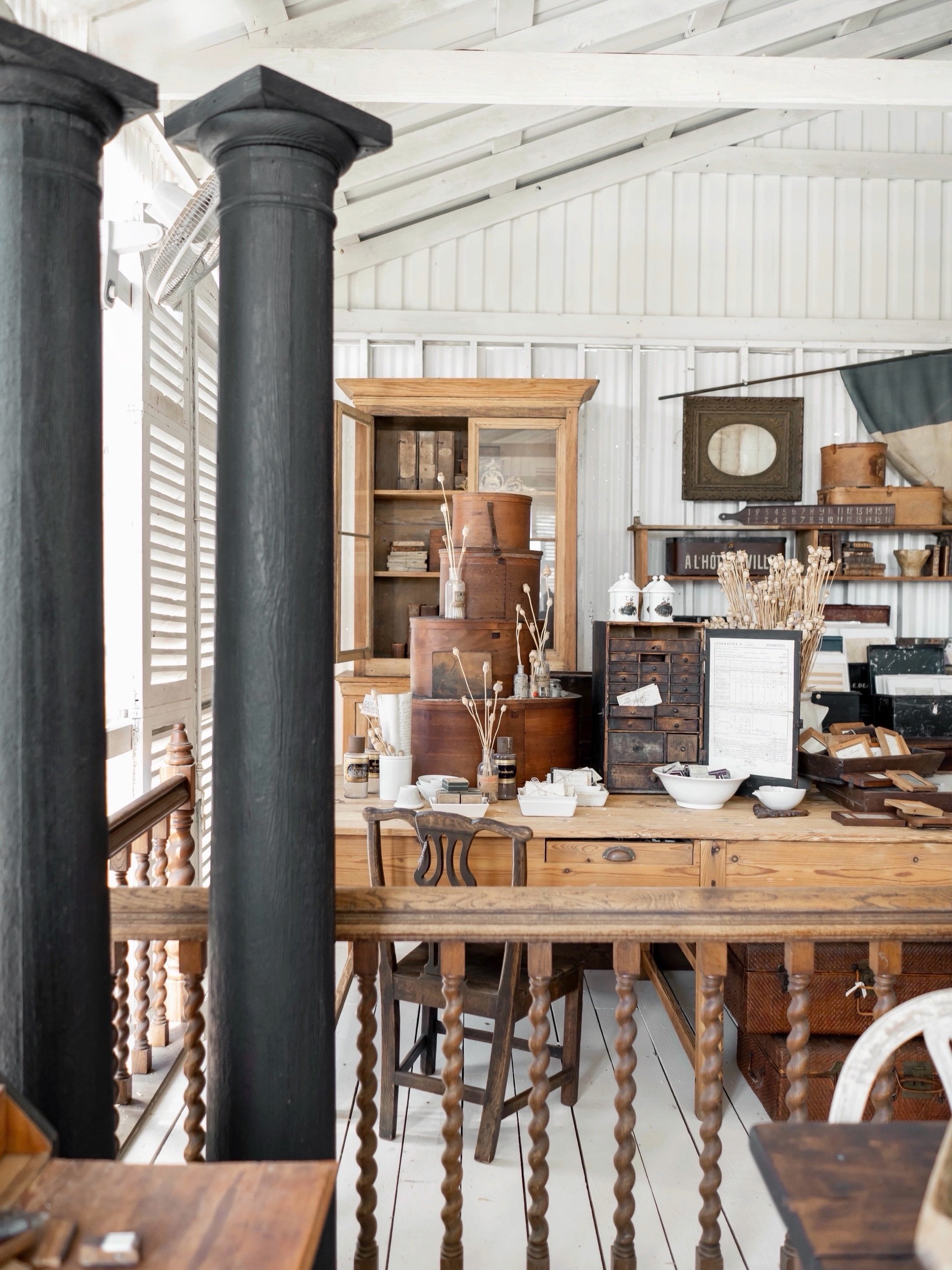A little contrast. A lot of character. 🤎

Warm wood tones against worn black paint. The softness of aged paper, handwritten notes + well-loved books. Little remnants of another time tucked among furniture that has already lived a few lives of its ow
