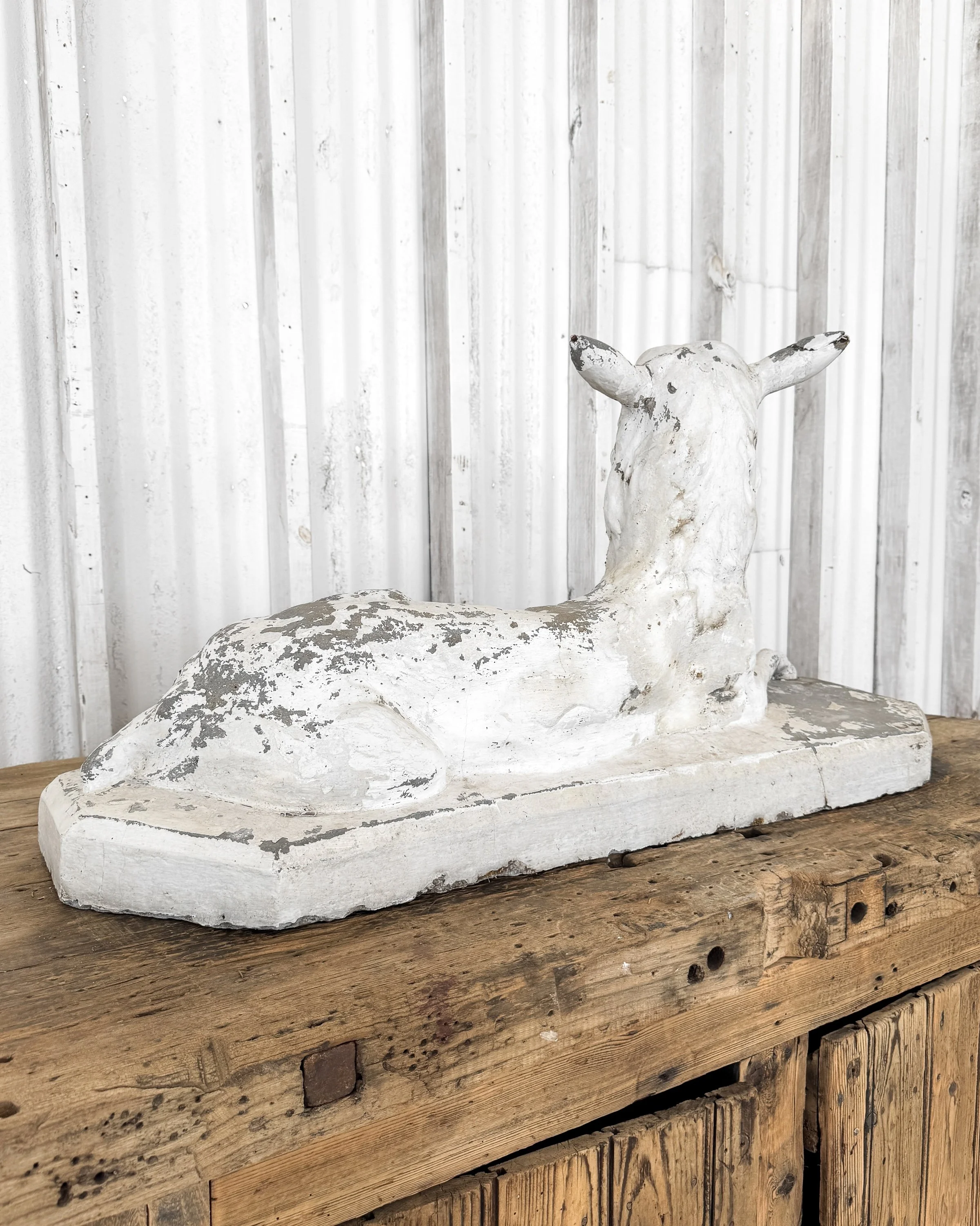 19th C. French Cast Cement Pastoral Stag Statue