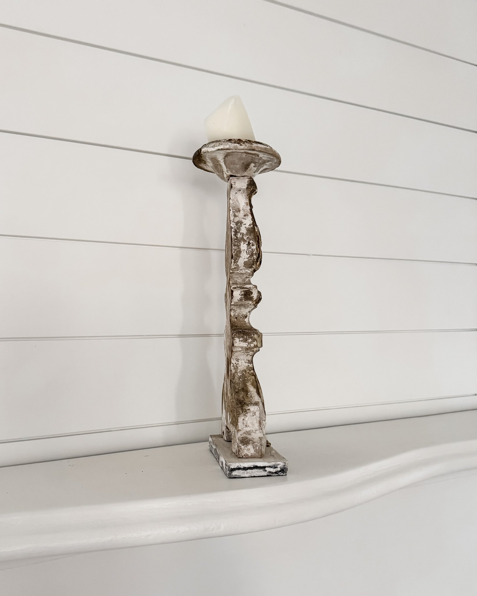 Antique French Wooden Fragment Candlesticks