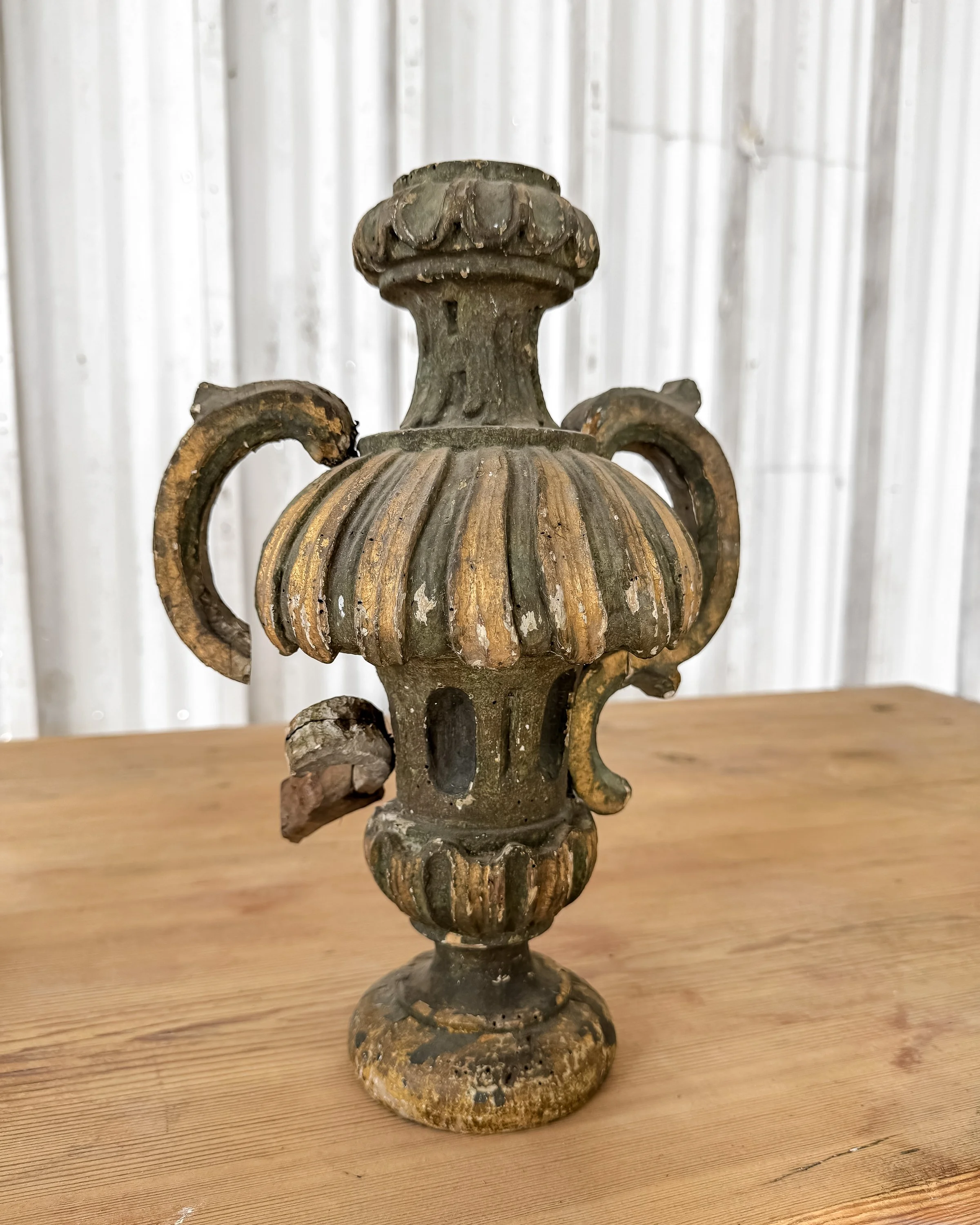 Antique French Wooden Fragment Candlestick Finials