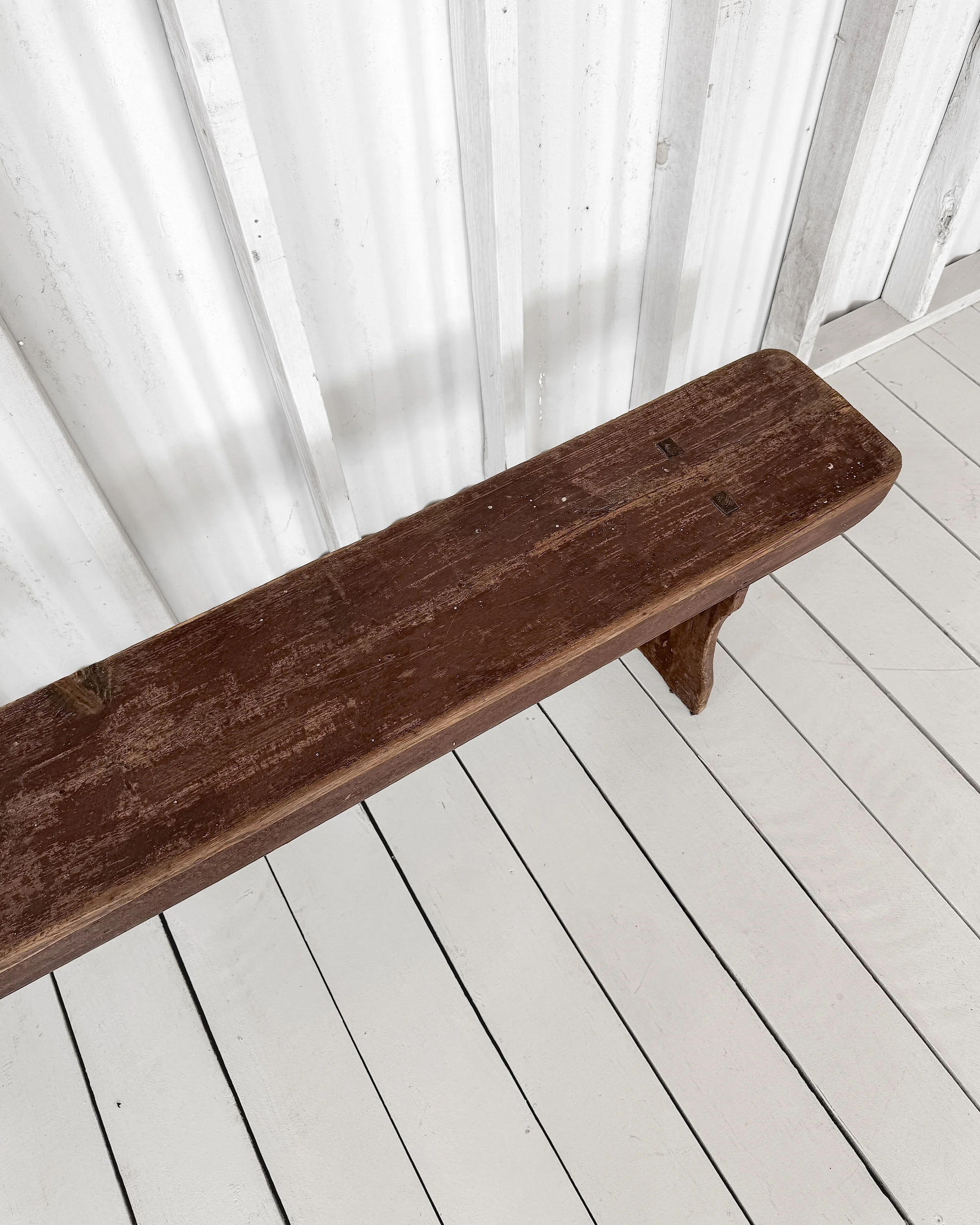 Antique English Painted Farmhouse Bench with Apron