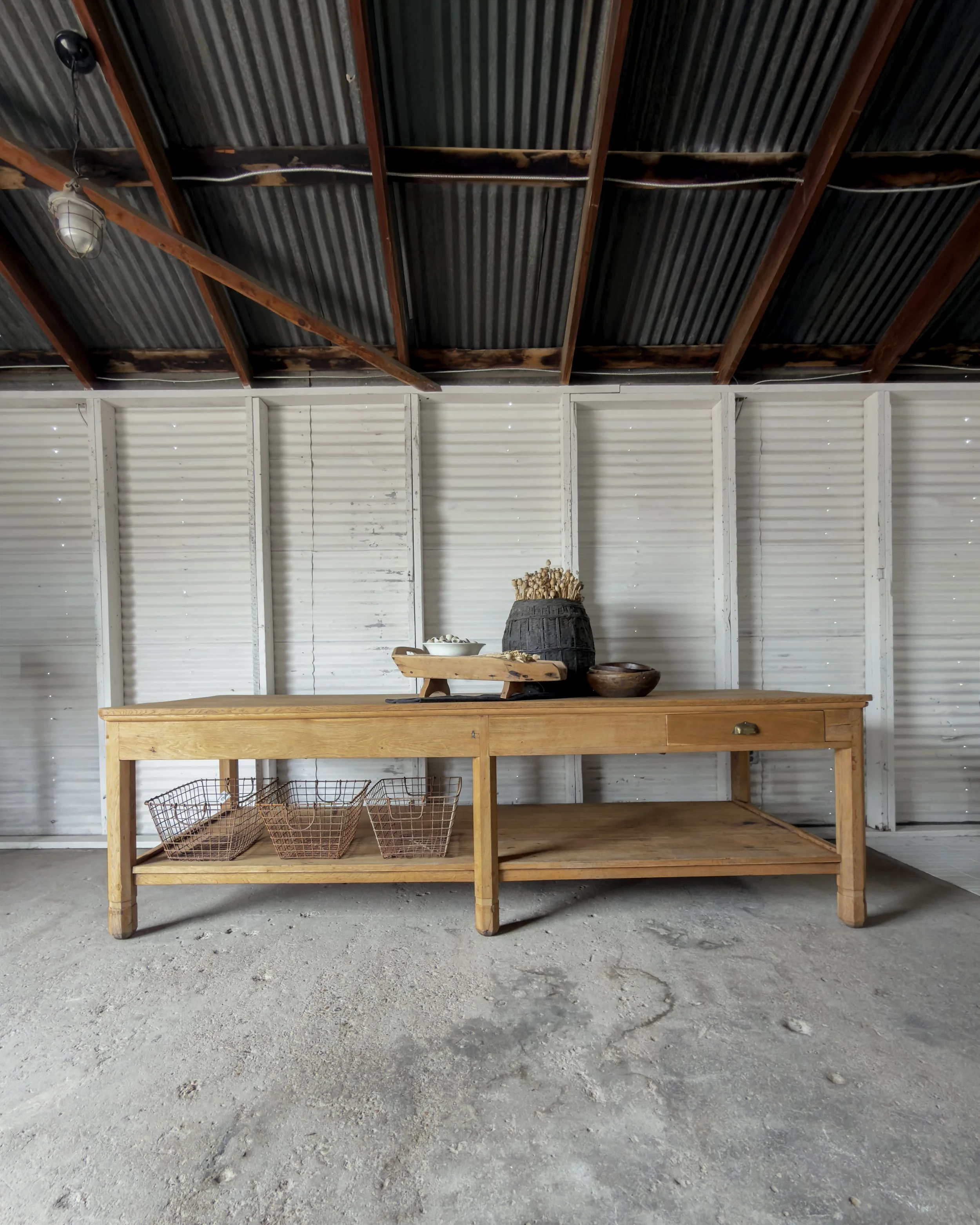 Antique English Oak Work Table | Kitchen Island