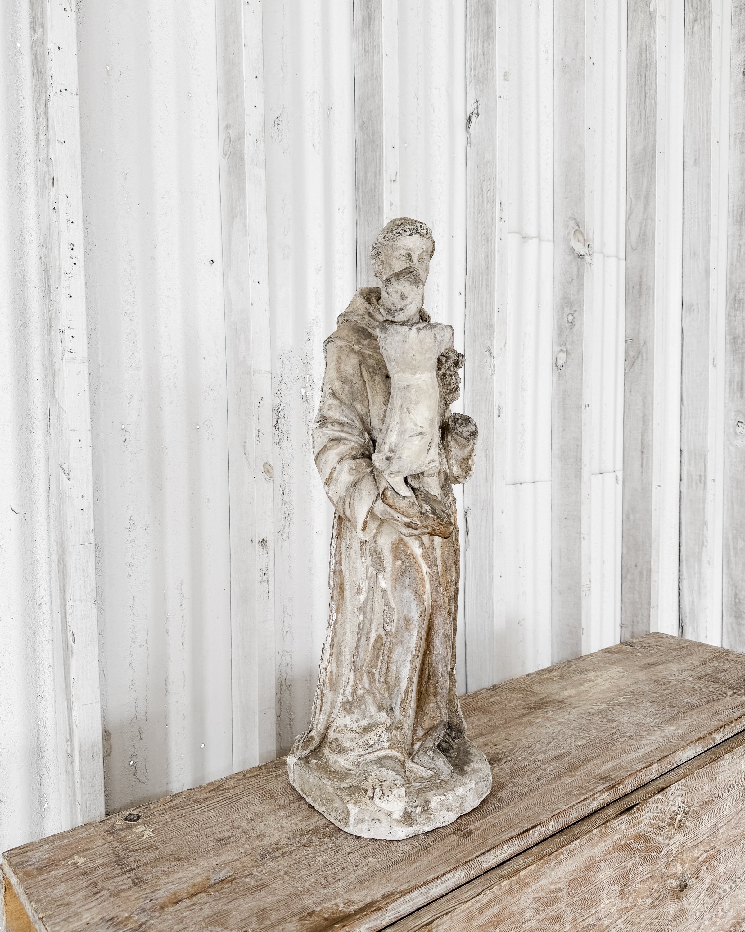 19th-Century Cast Plaster Saint Anthony Statue