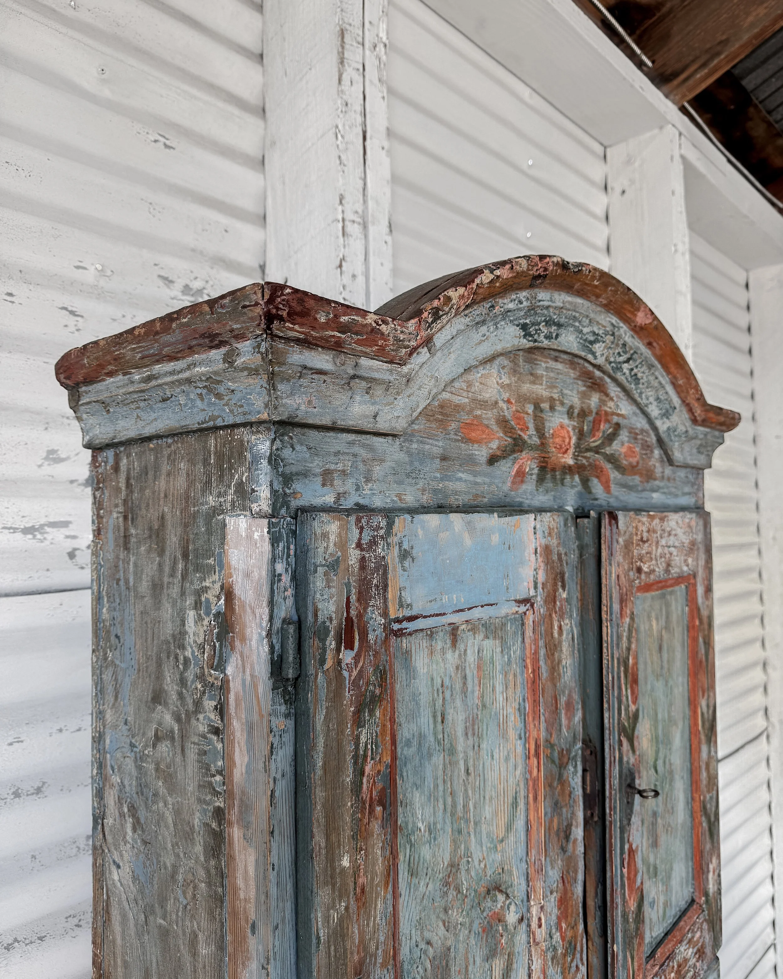 Antique Swedish Provincial Wall Cabinet with Arched Top