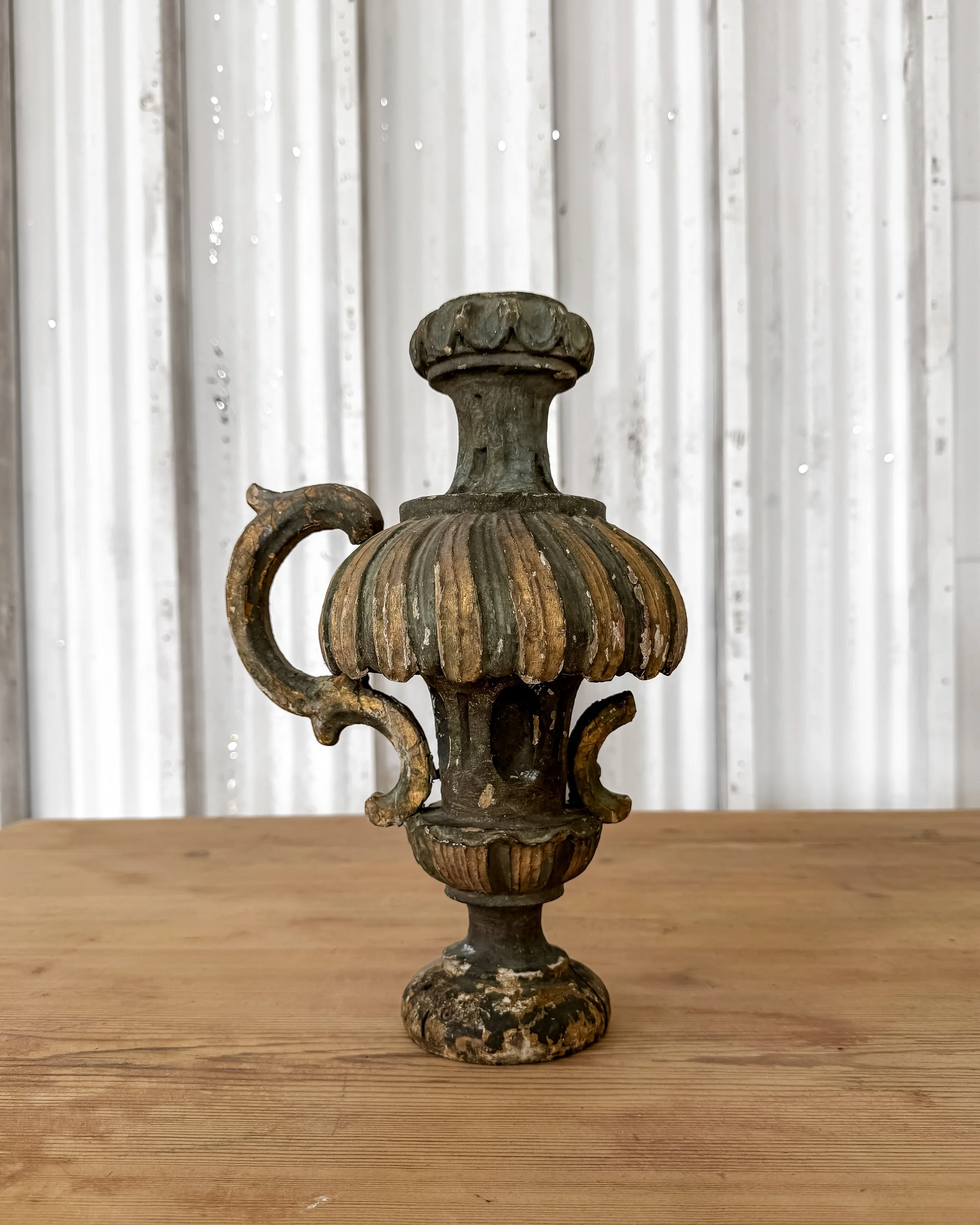 Antique French Wooden Fragment Candlestick Finials