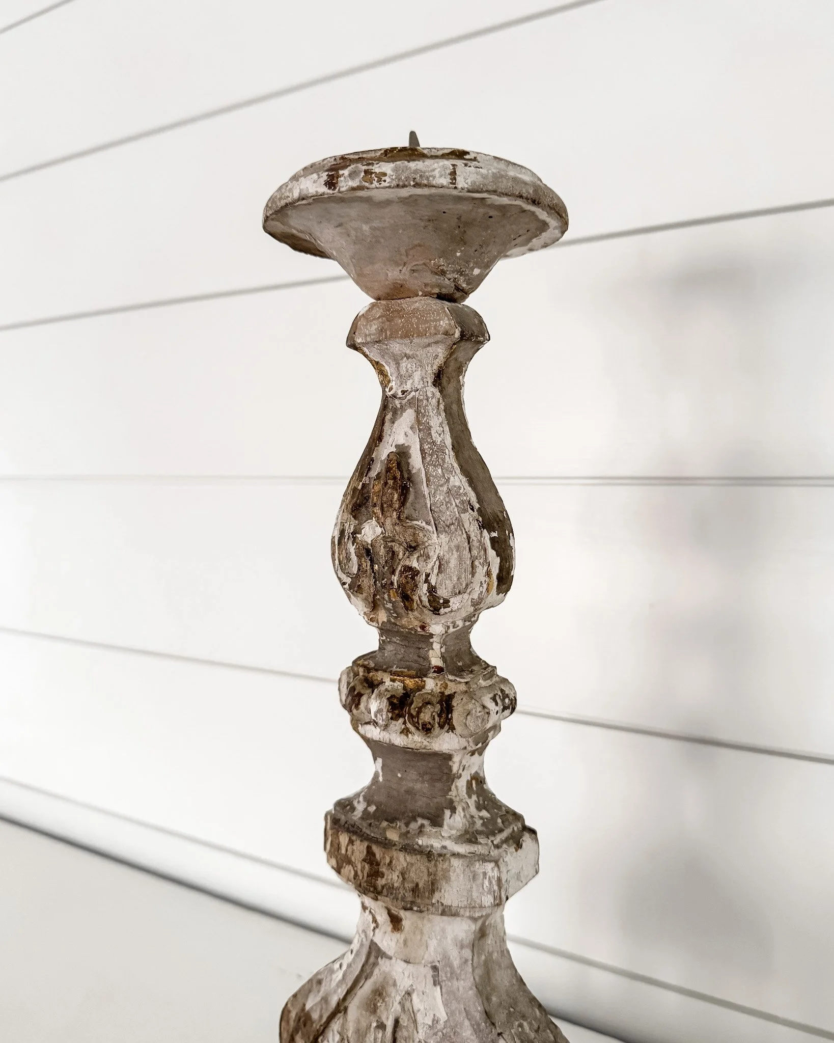 Antique French Wooden Fragment Candlesticks