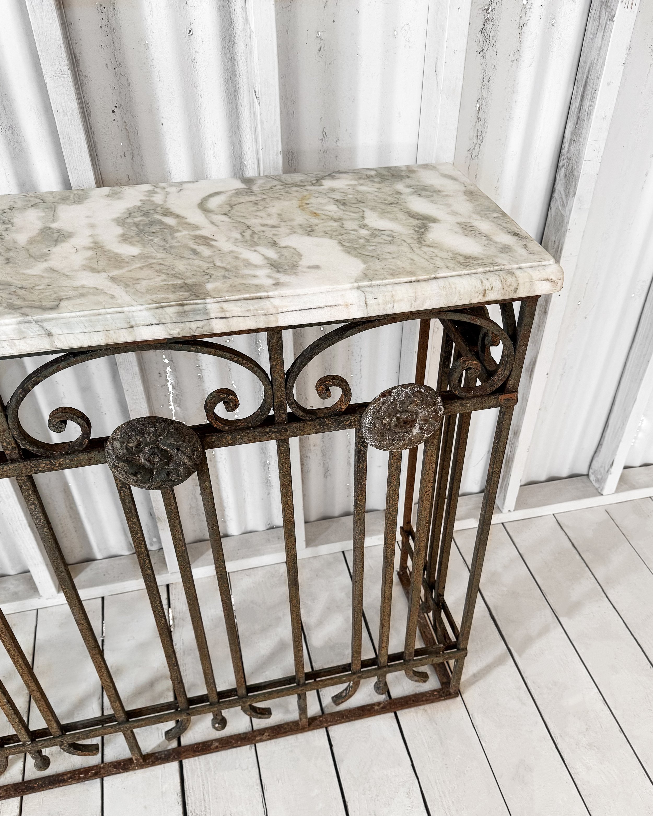 Antique French Cast Iron Console Table