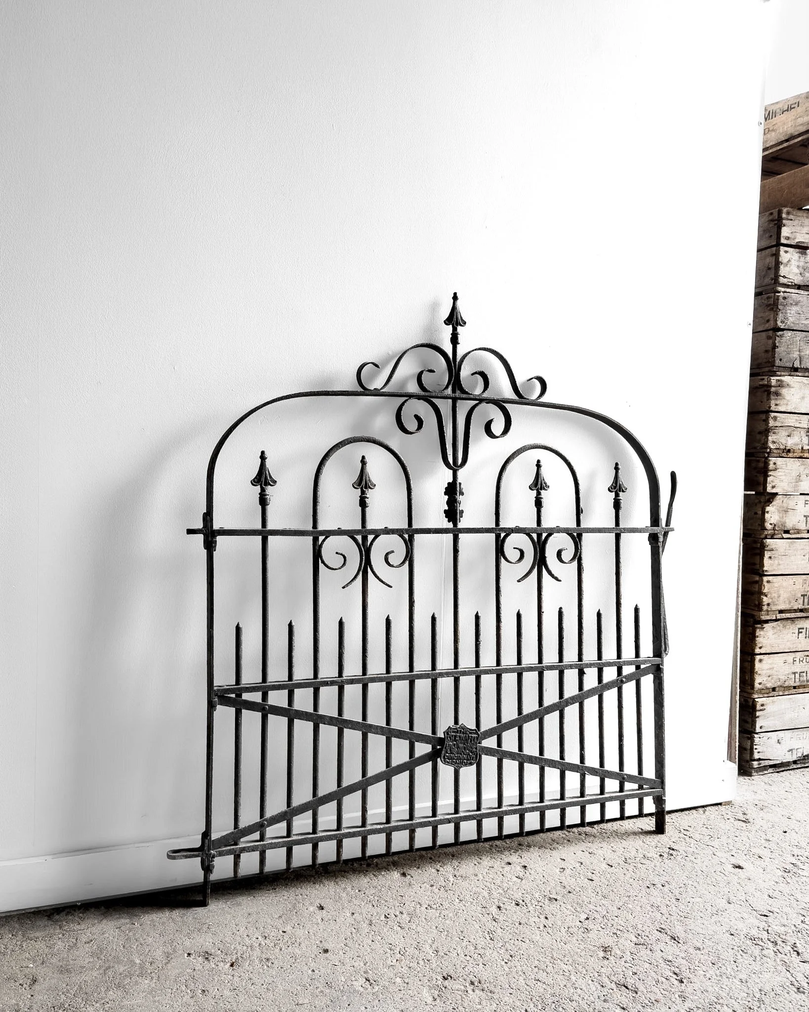 Antique 19th-Century Stewart Iron Works Co. Wrought Iron Garden Gate