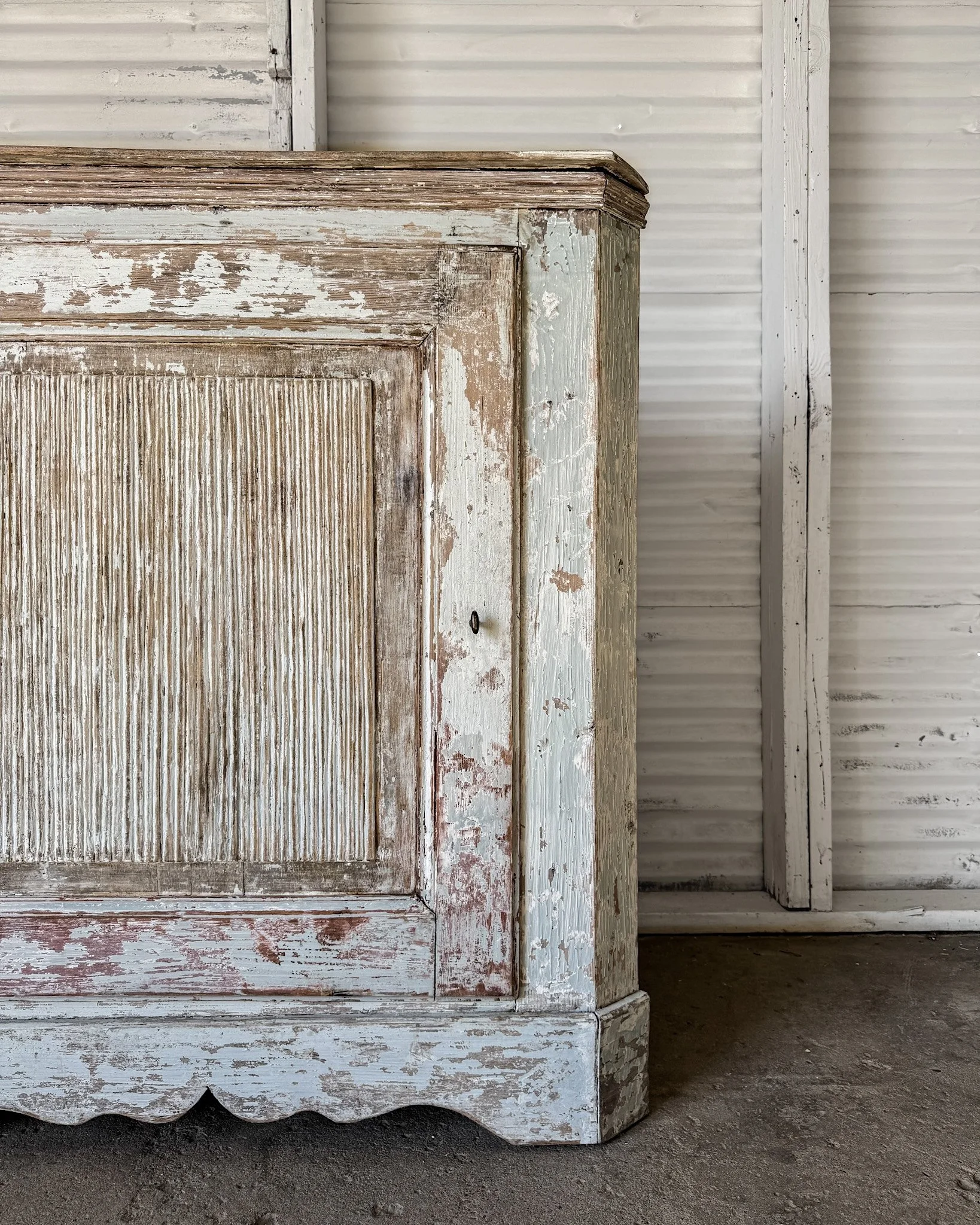 Dry-Scraped Swedish Gustavian Corner Cabinet