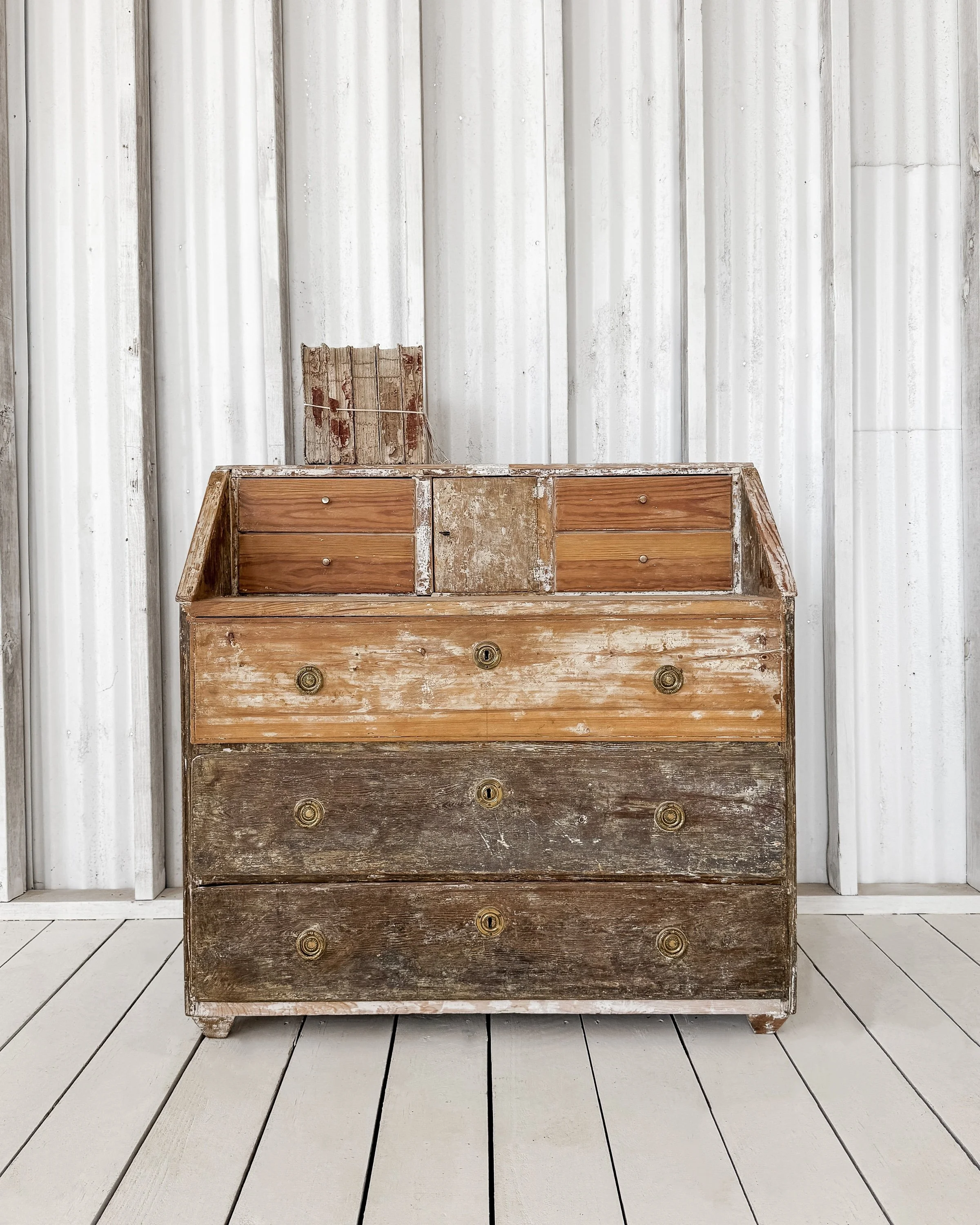 Swedish Gustavian Writing Bureau in Dry-Scraped Pine