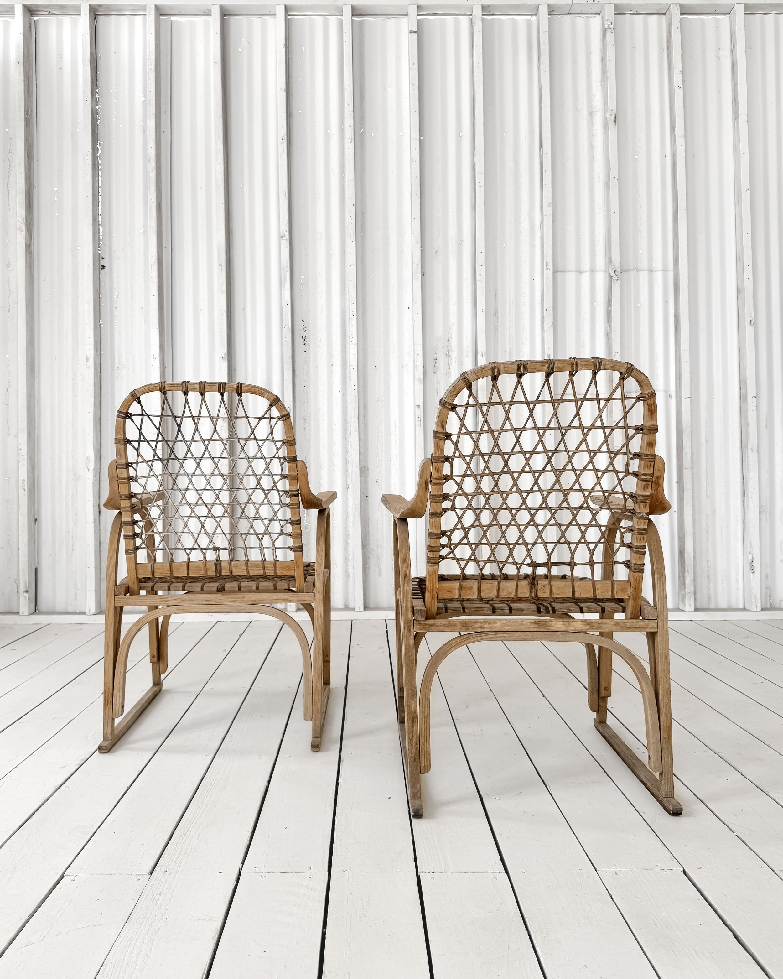(Pair) Danish Woven Bentwood Chairs