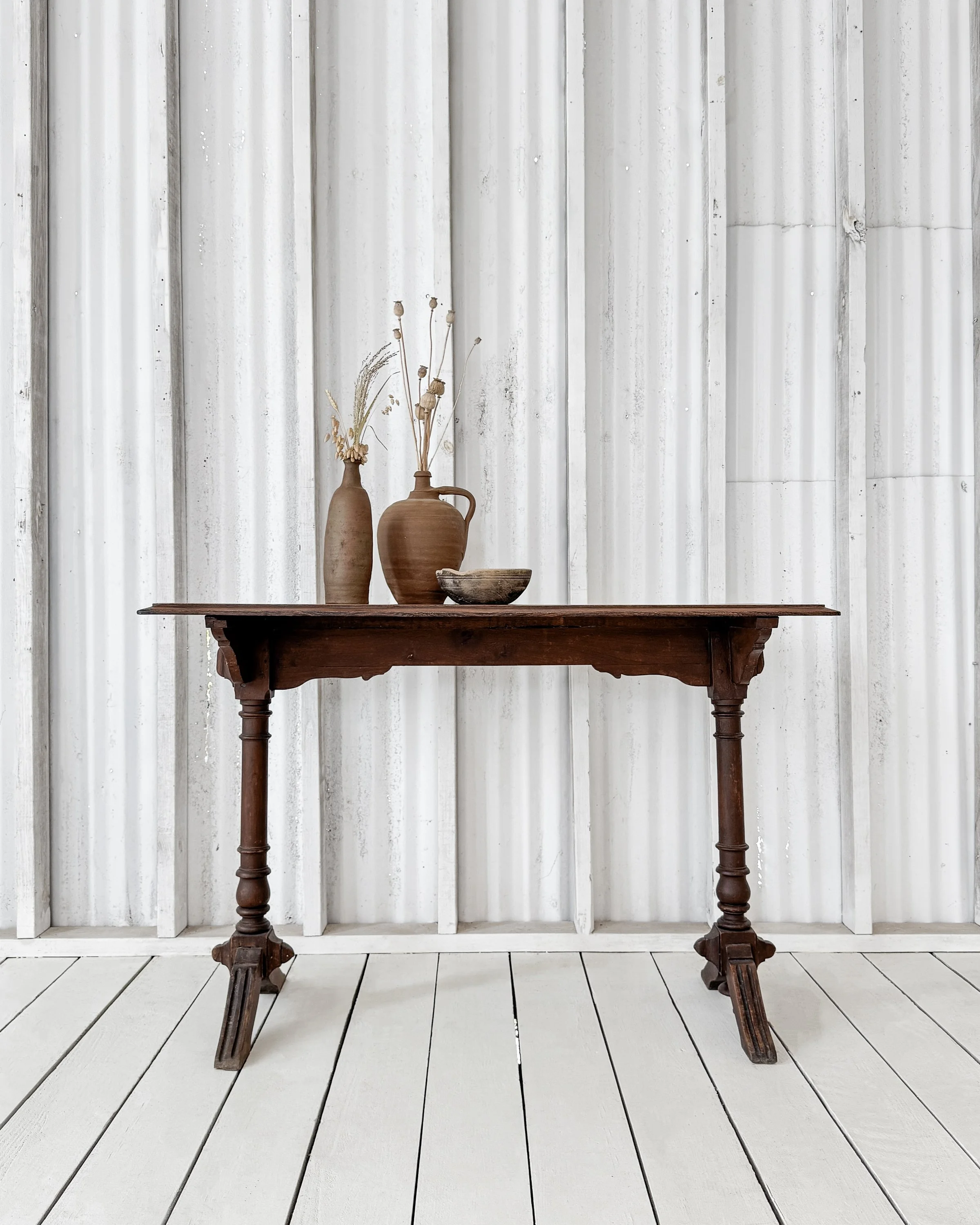 French Pine Bistro Table with Turned Legs