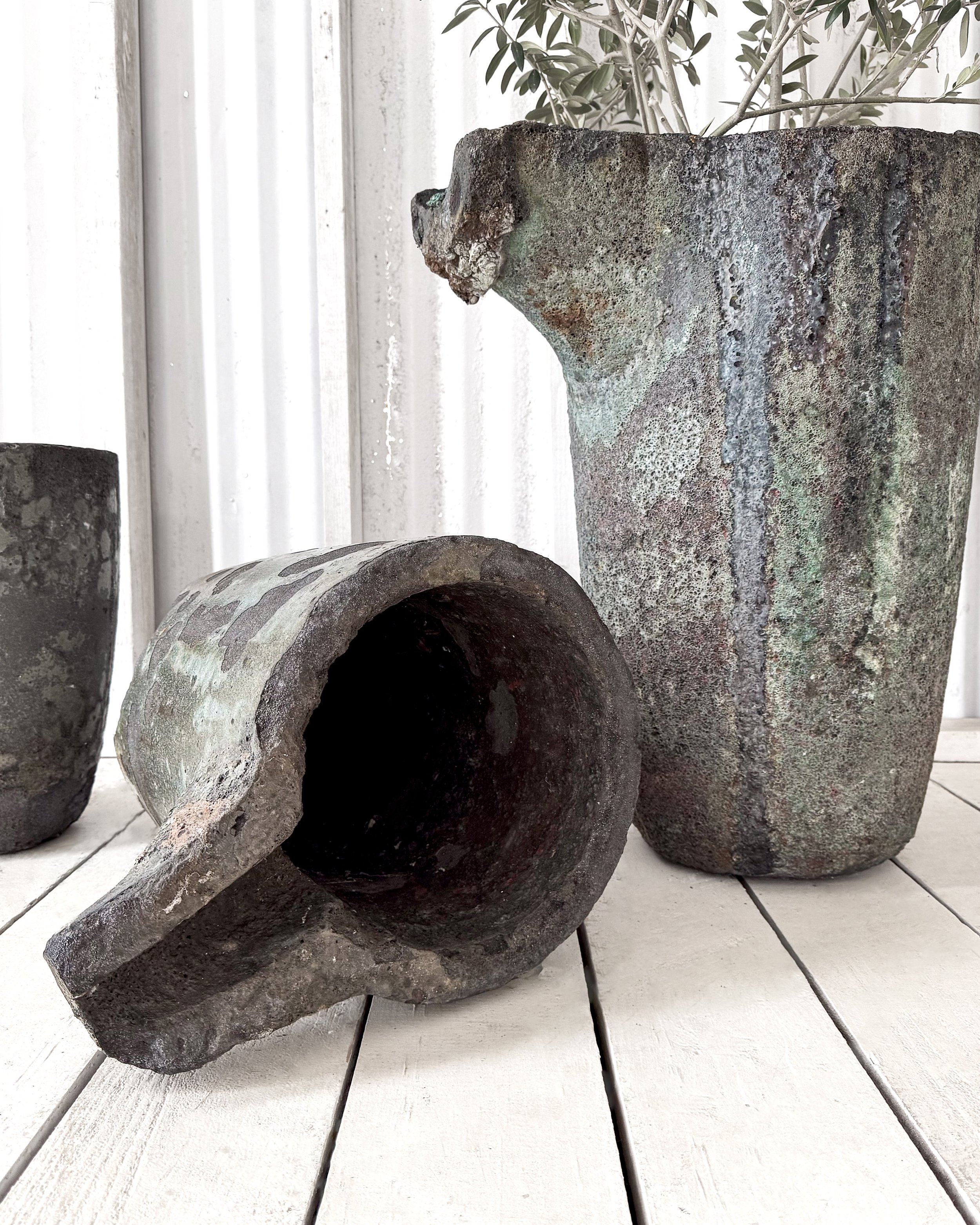 20th Century Industrial Lava Stone Foundry Crucibles