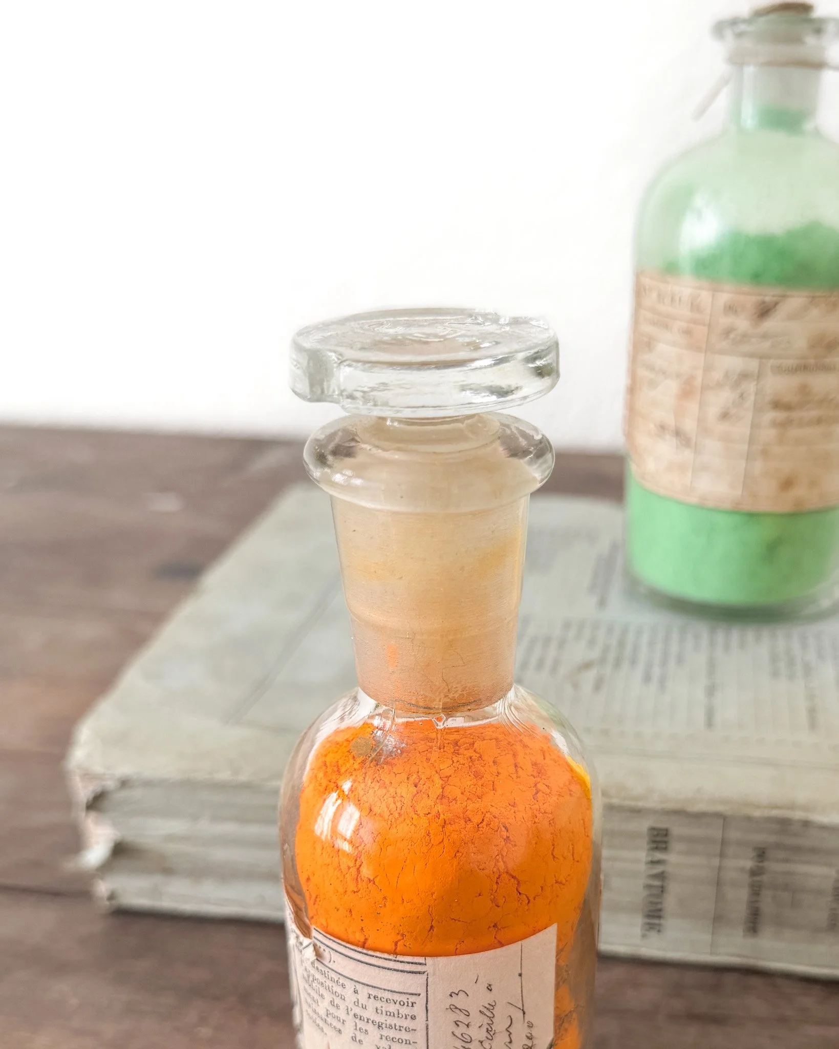 19th Century French Paint Pigments in Glass Bottles