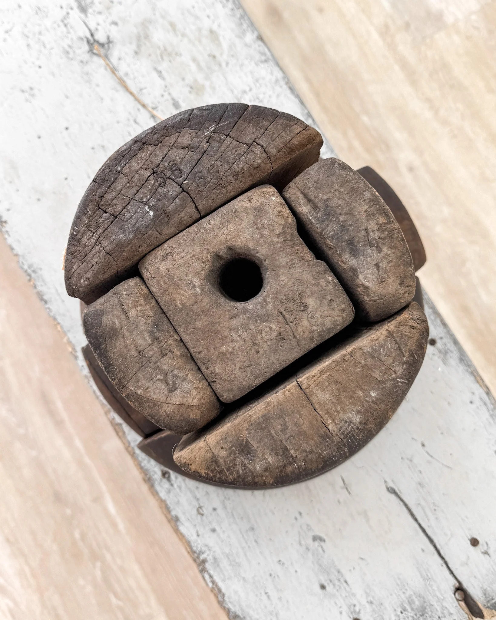 Antique Wooden Puzzle Hat Blocks